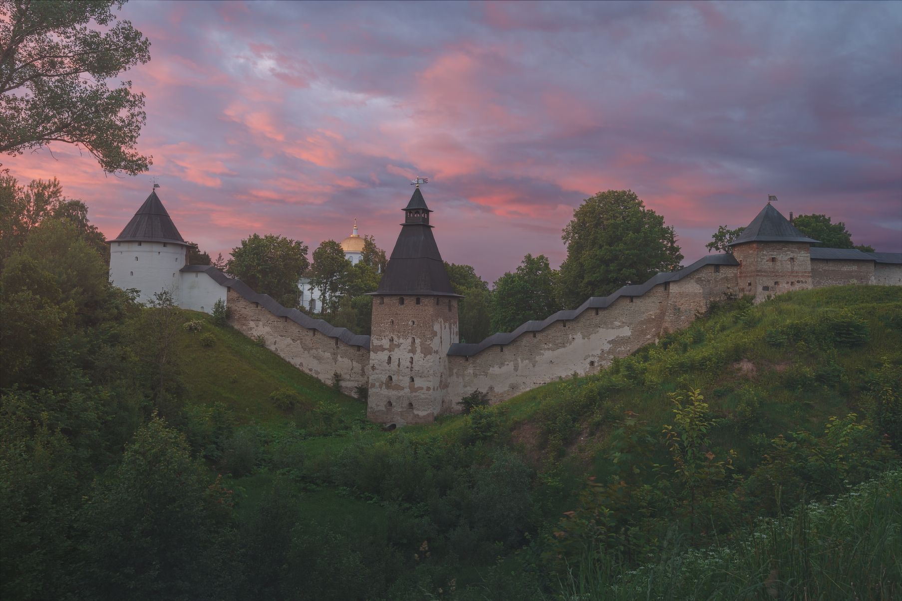 закат, псково-печерский монастырь, лето, Дмитрий Шишкин