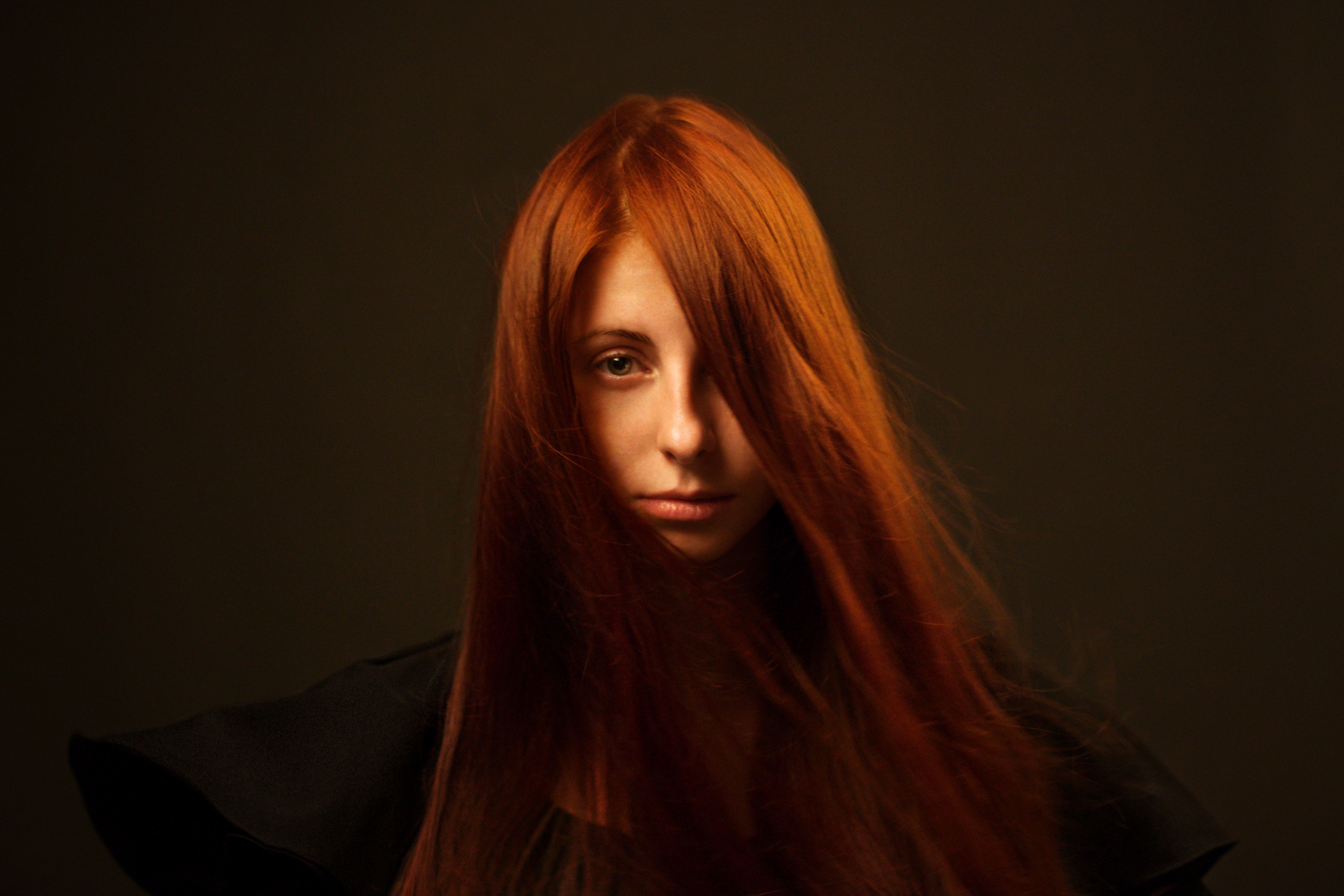 portrait, studio, wind, red hair, Aleksandr Balakin