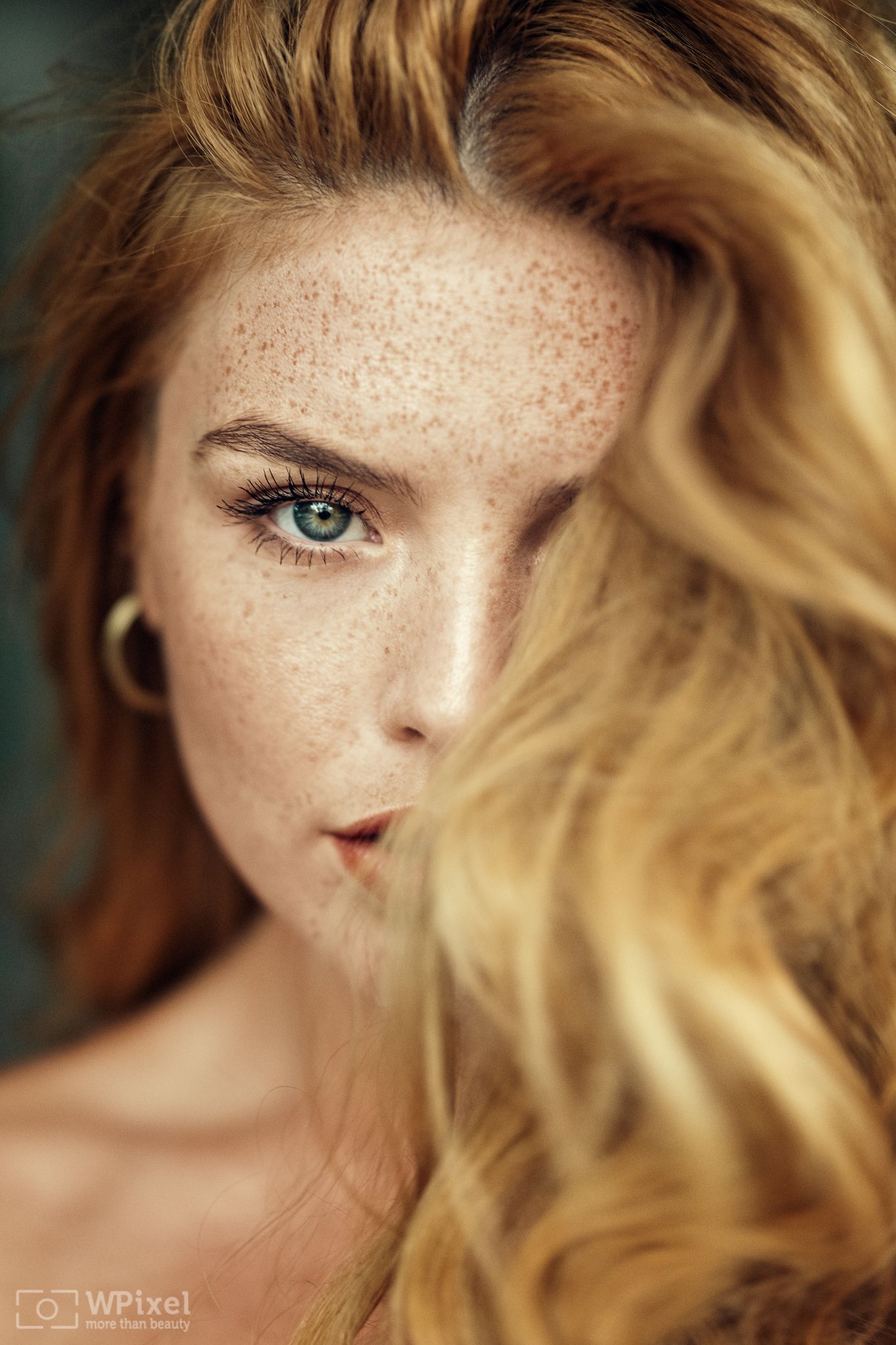 portrait, women, redhair, eyes, Wojtek Polaczkiewicz