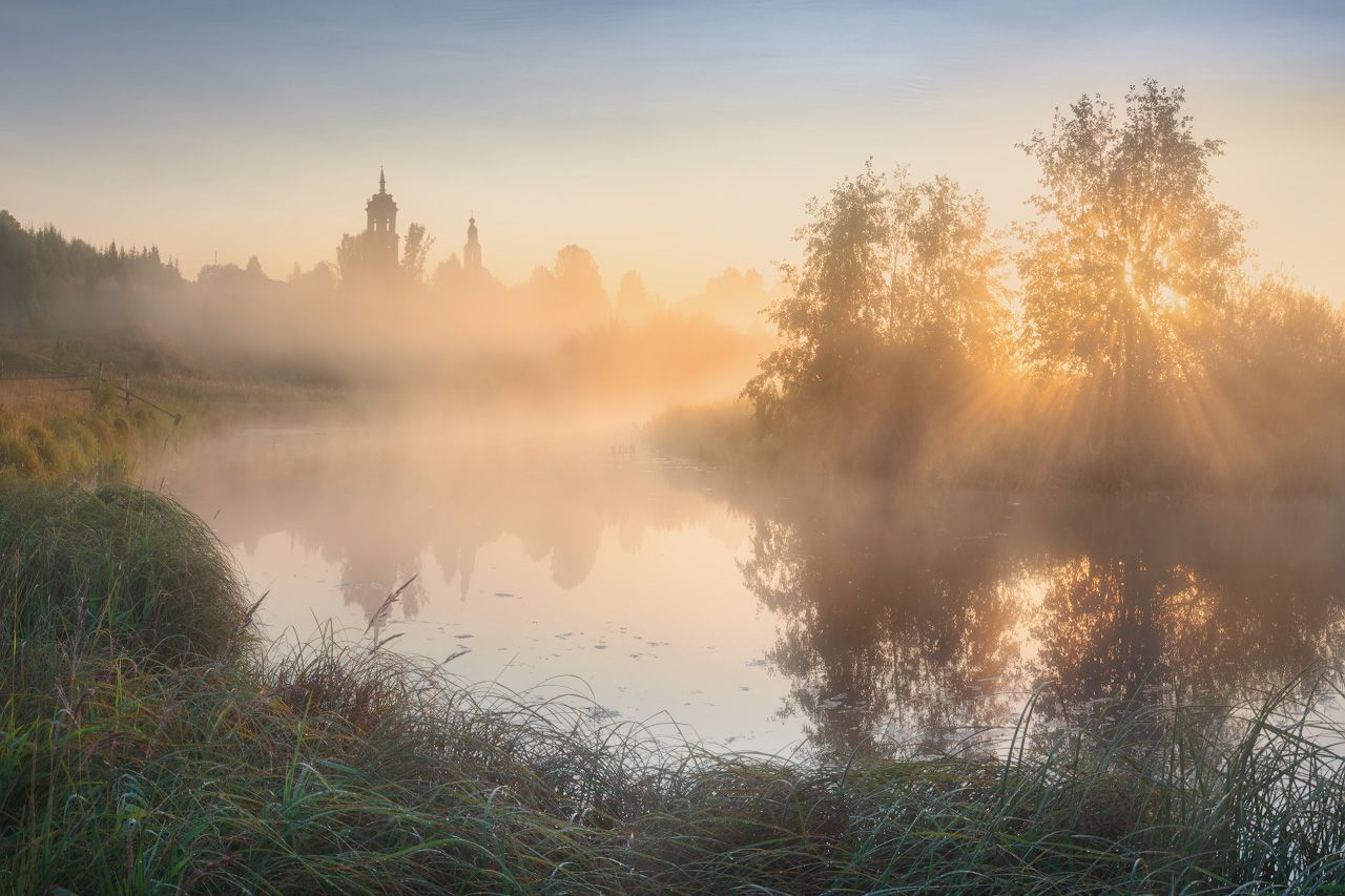 утро, туман, река, Дмитрий Медянцев