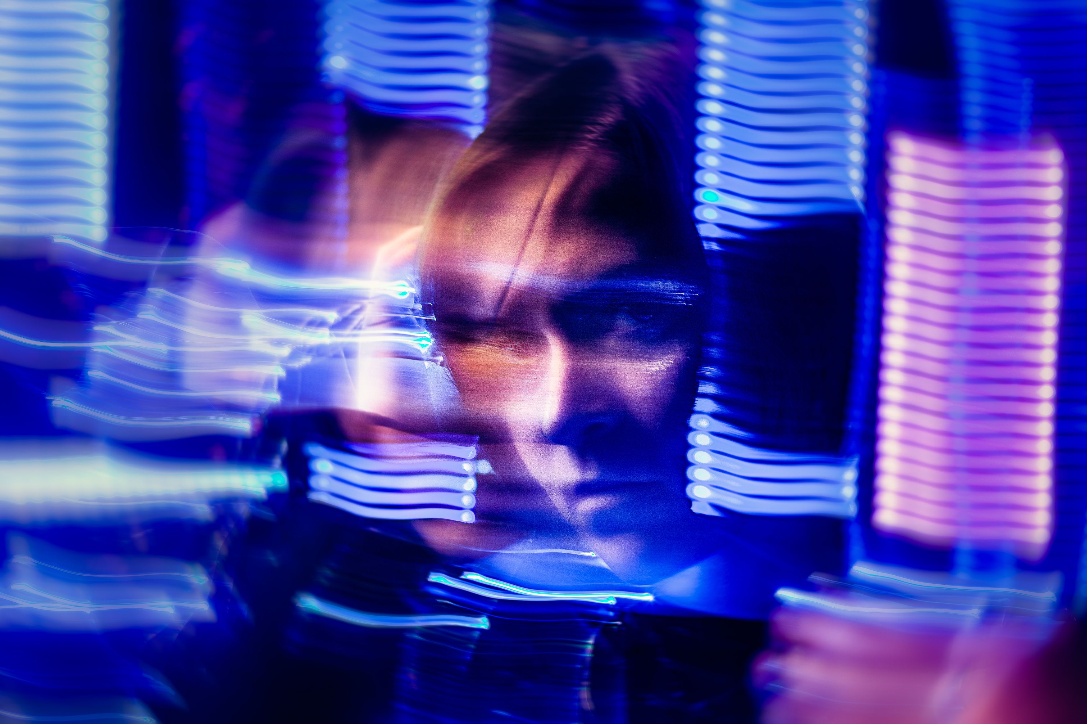 lights, woman, cyberpunk, neon, portrait, Олег Борищенков