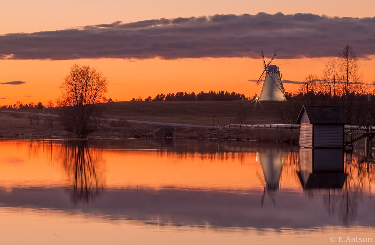мельница, пейзаж, закат, эстония, весна, Antson Elvis
