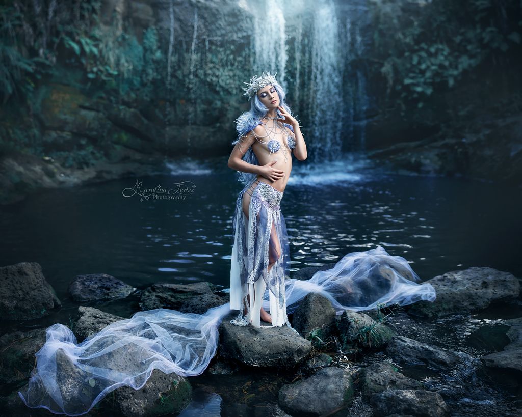 goddess, waterfall, богиня, водопад, лес, художественная, фотография, фотосессия, природа, волшебная, Karolina Ferbei