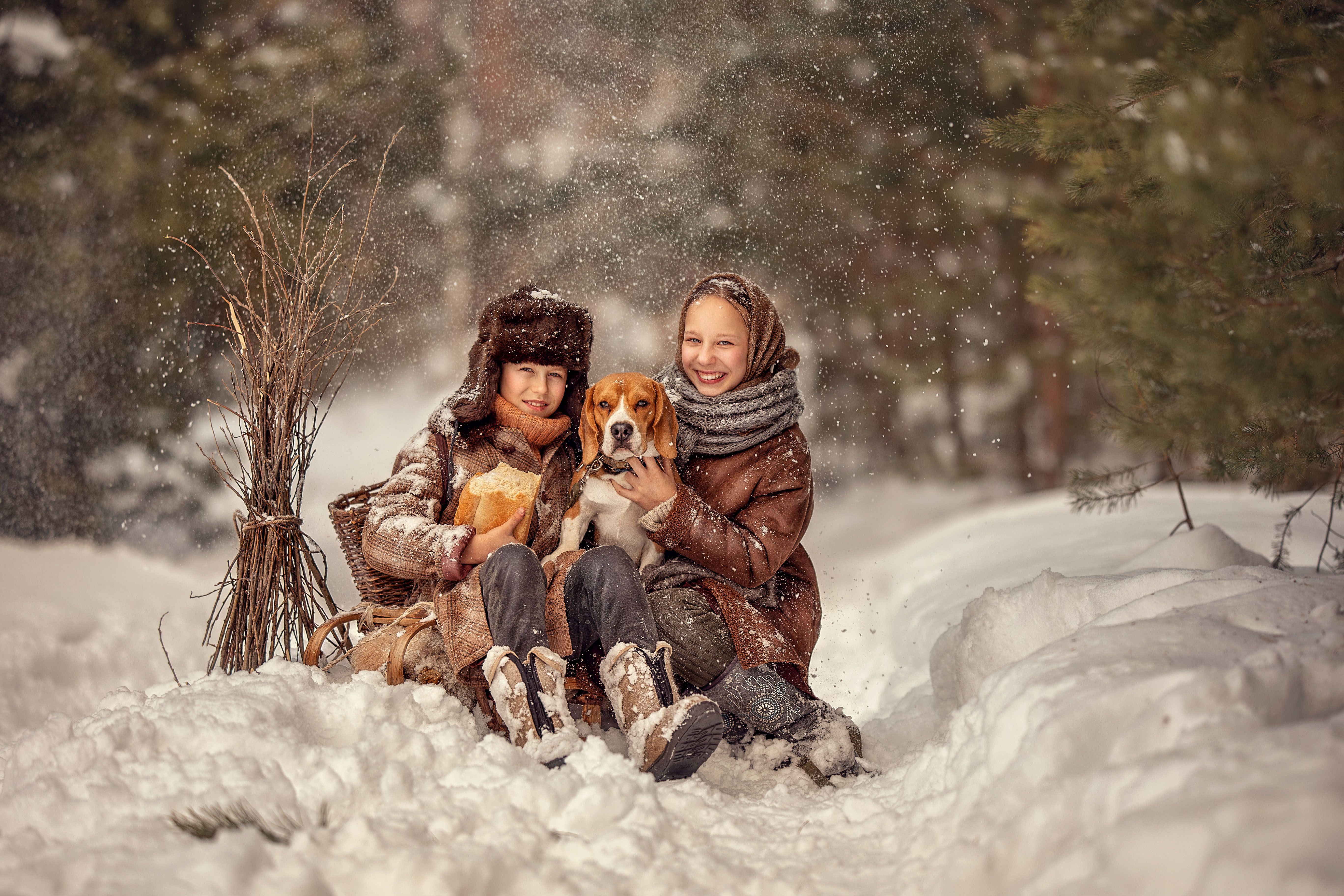 дети, детская фотография, зима, деревенский стиль, деревенские дети, Елена Чернигина