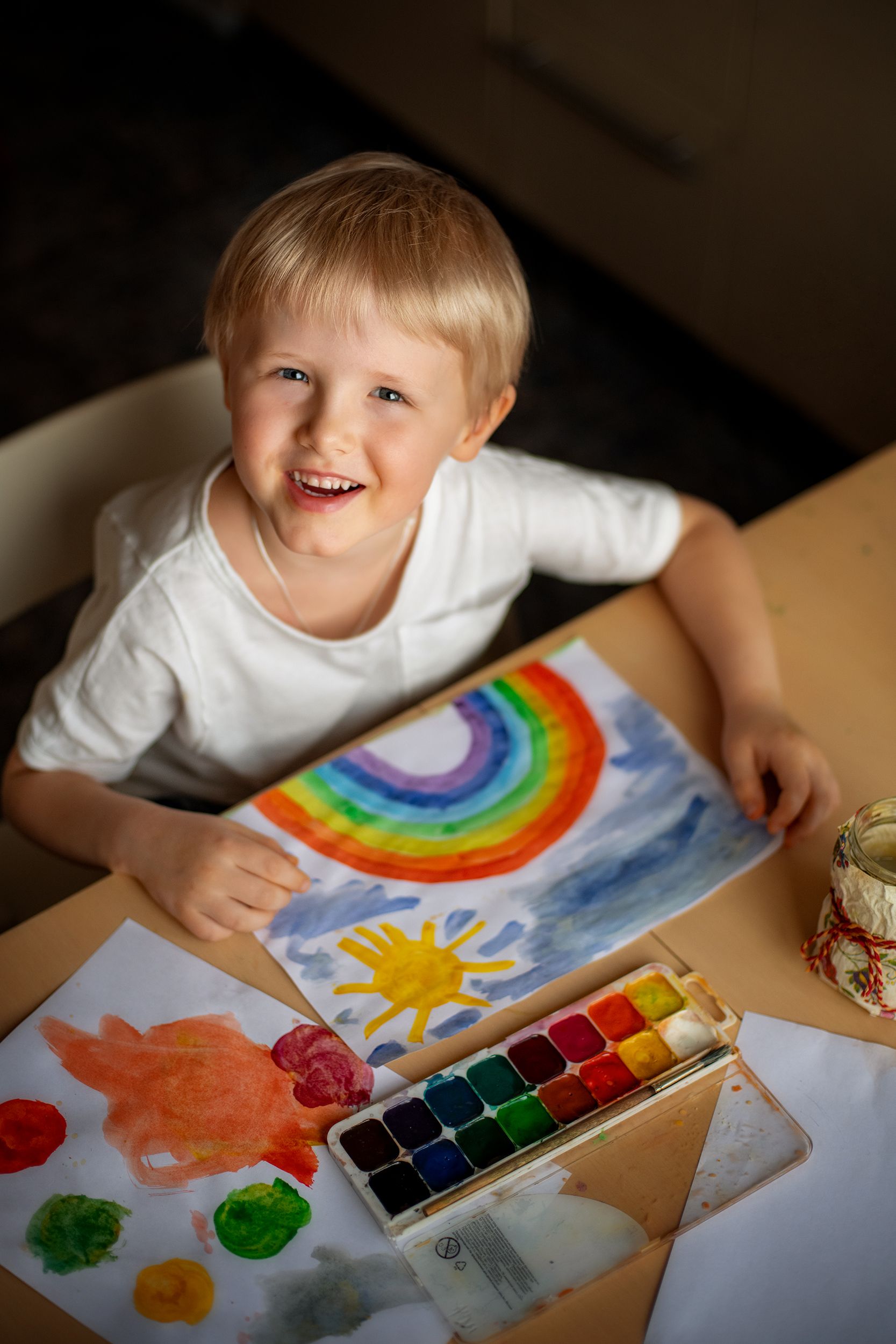 дети мальчик радуга рисунок детство childhood boy , Екатерина Часова