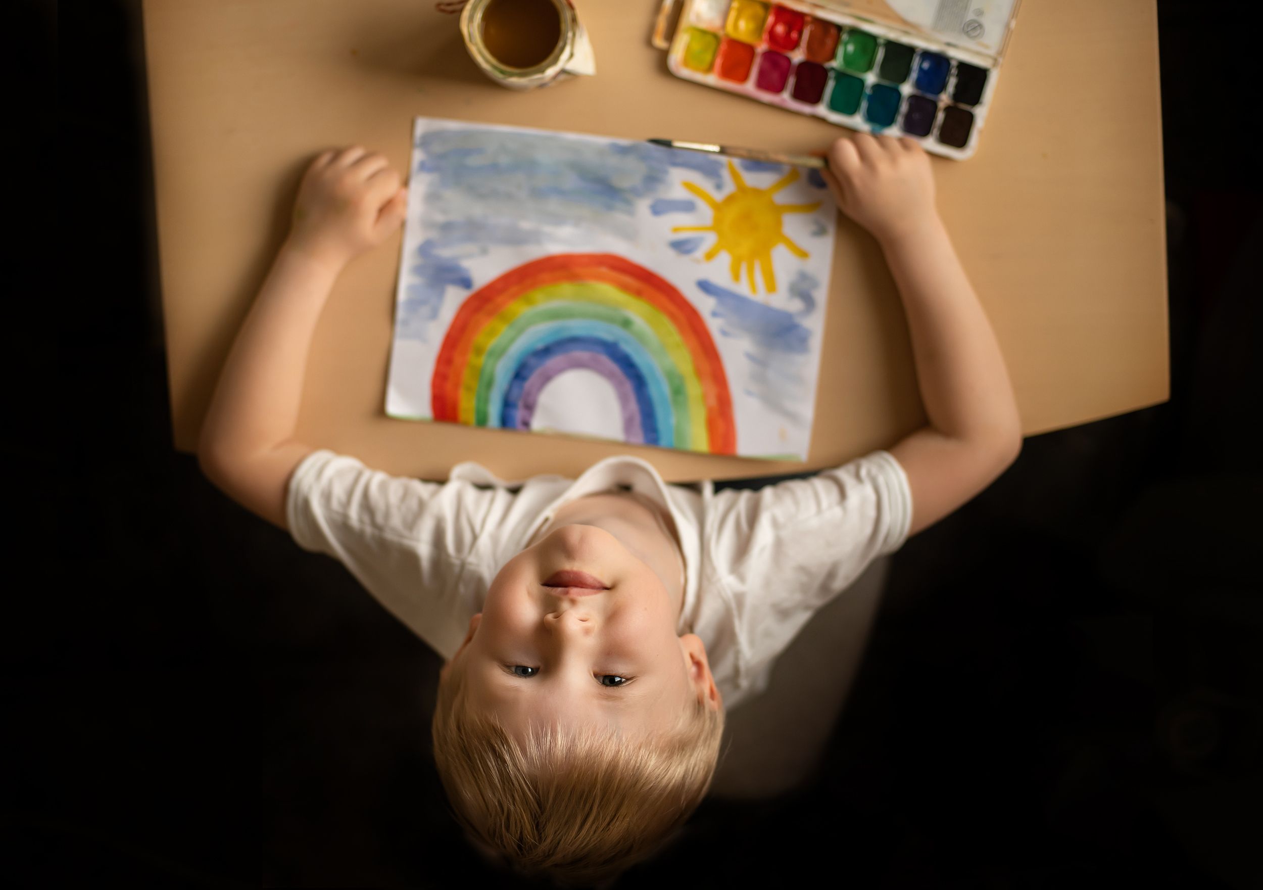 дети мальчик радуга рисунок детство childhood boy , Екатерина Часова