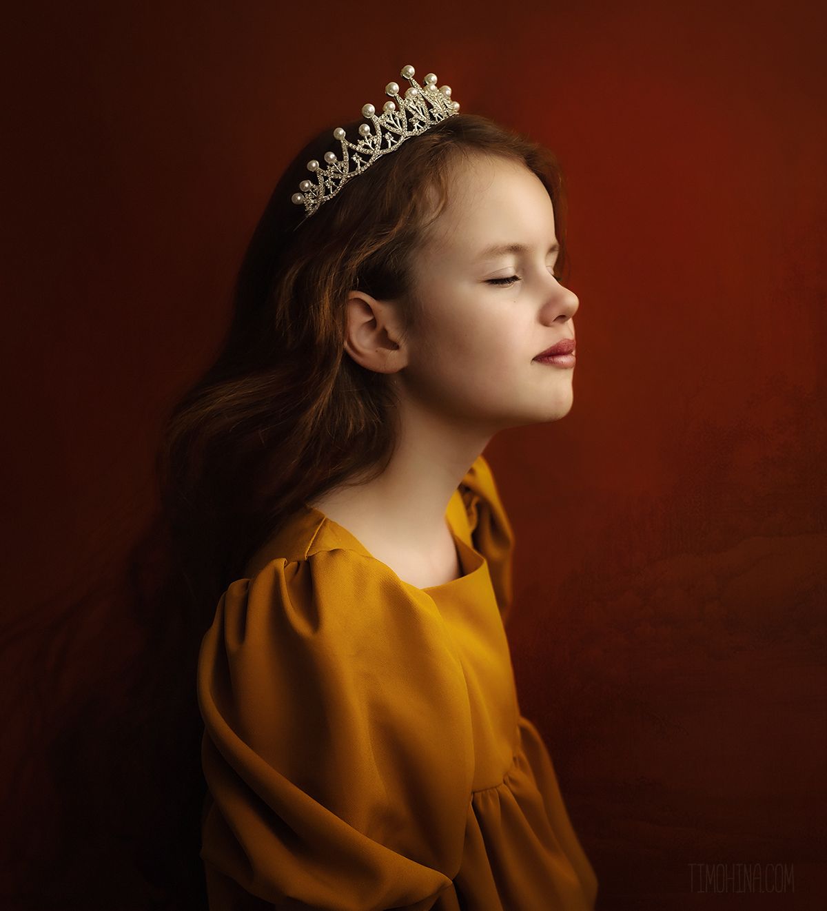 fineart, детскийпортрет, девочка, красный, корона, принцесса, портрет, Тимохина Юлия