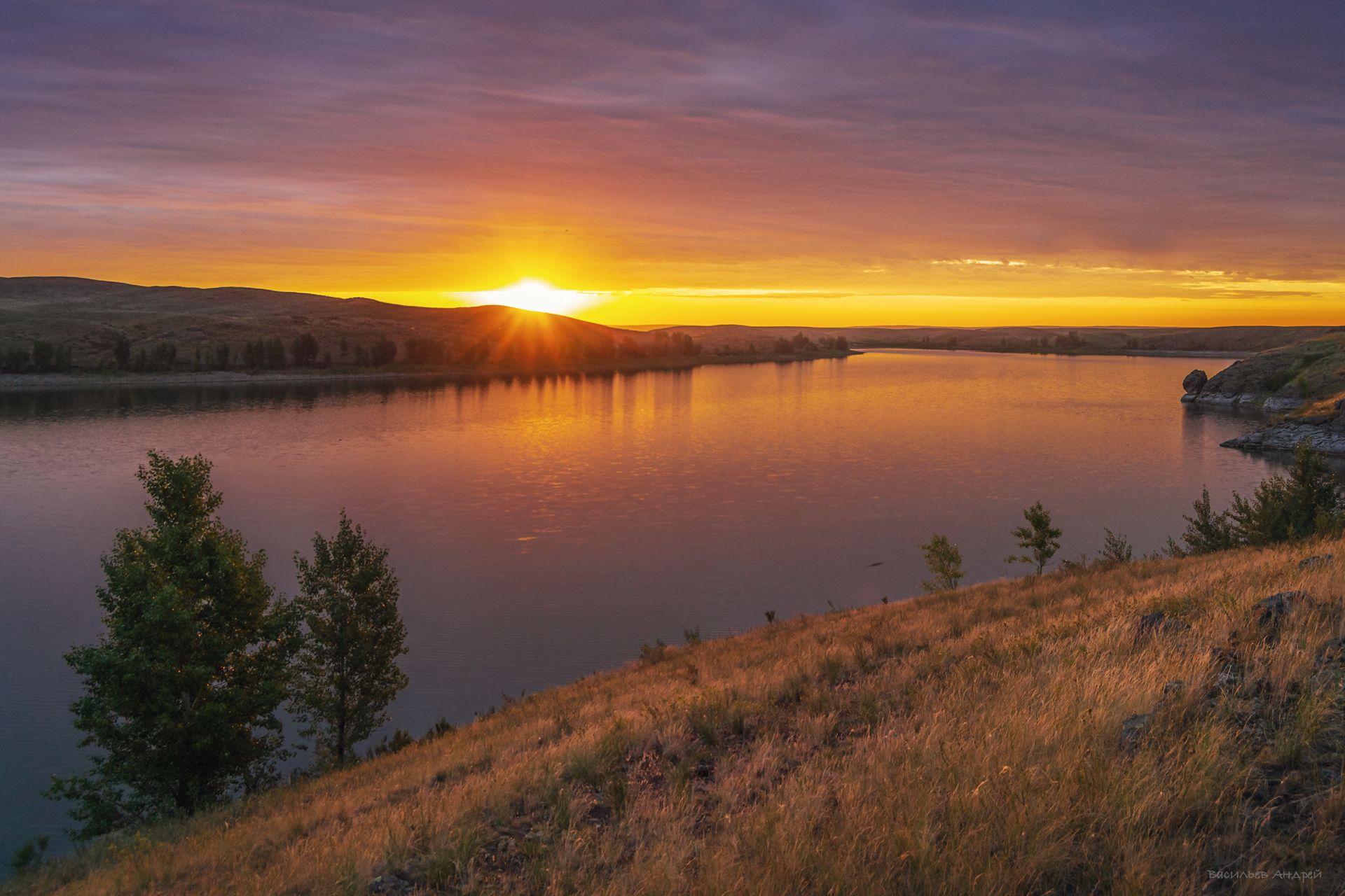 утро, рассвет, река сундук, оренбургская область, ириклинское водохранилище, Andrey Vasilyev