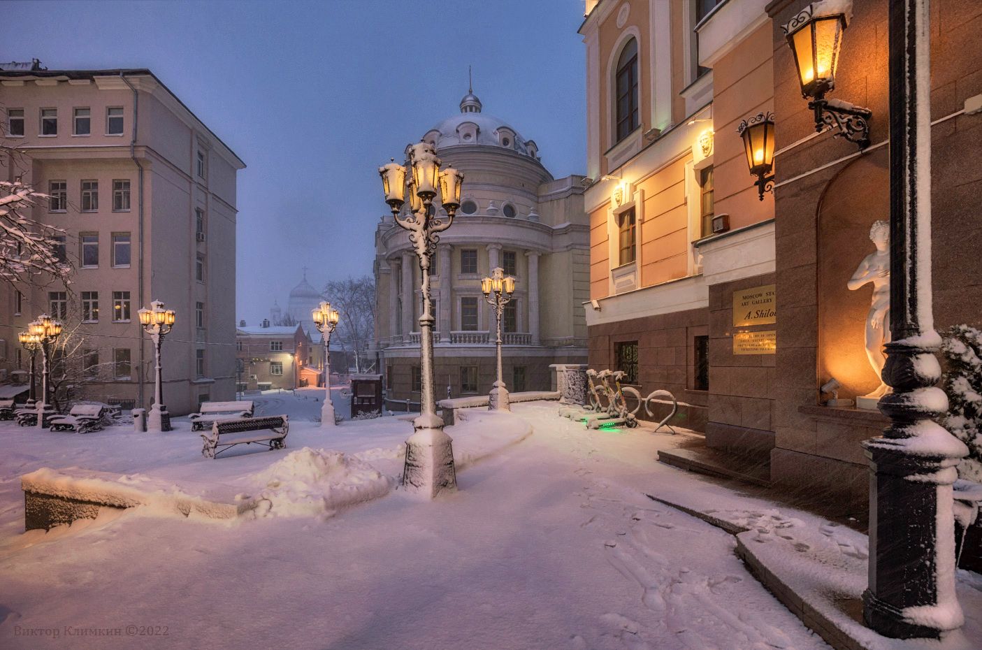 москва, вечер, снегопад, музей, Виктор Климкин