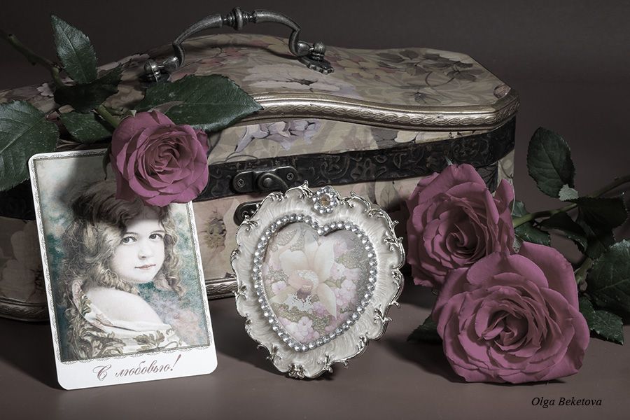 открытка, розы, рамочка, шкатулка, Бекетова Ольга