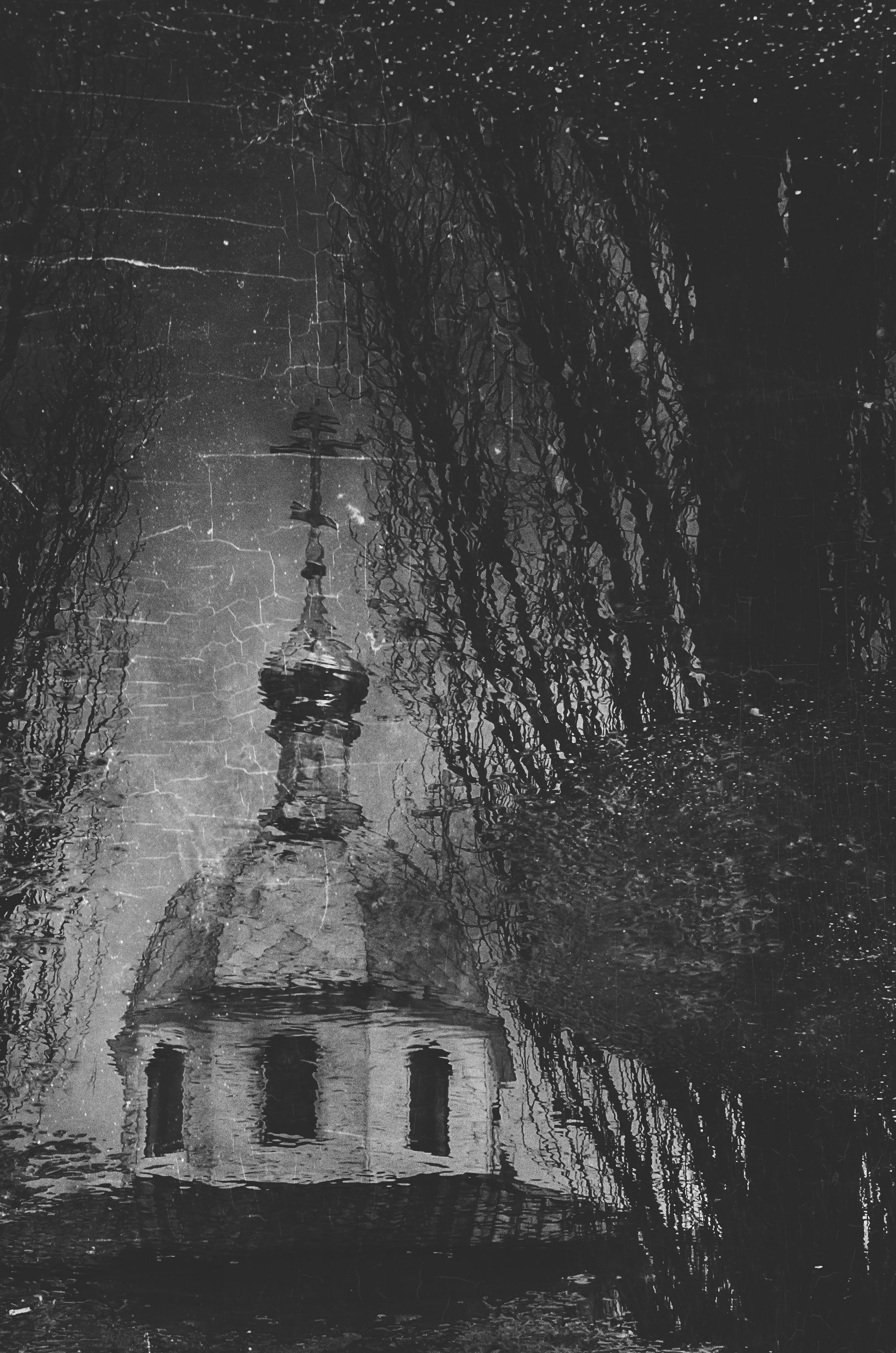 храм,лужа,отражение,чёрно-белый,текстура, Володин Владимир Владимирович