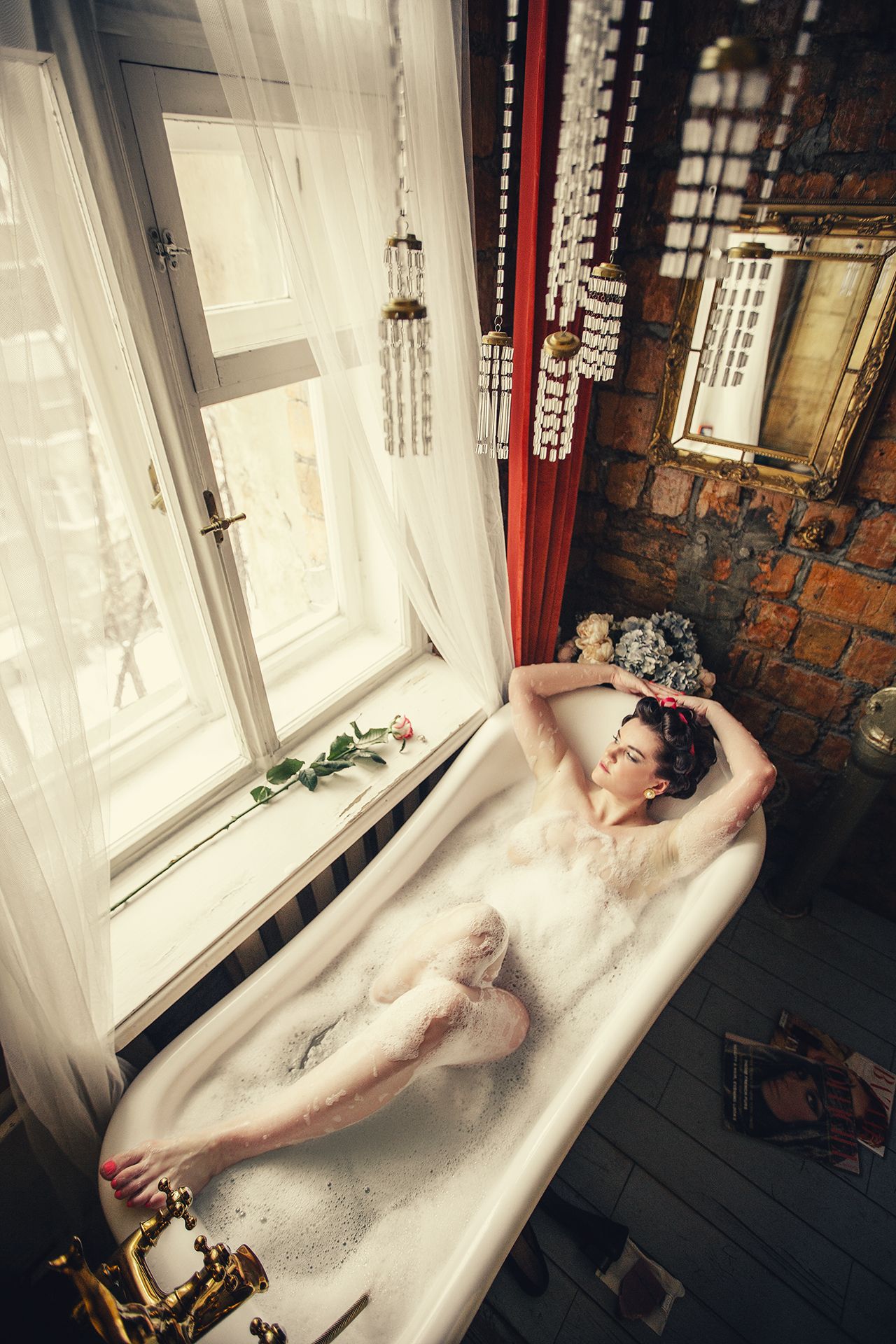 в ванной, женский портрет, постановочное фото, винтаж, Сигат Екатерина