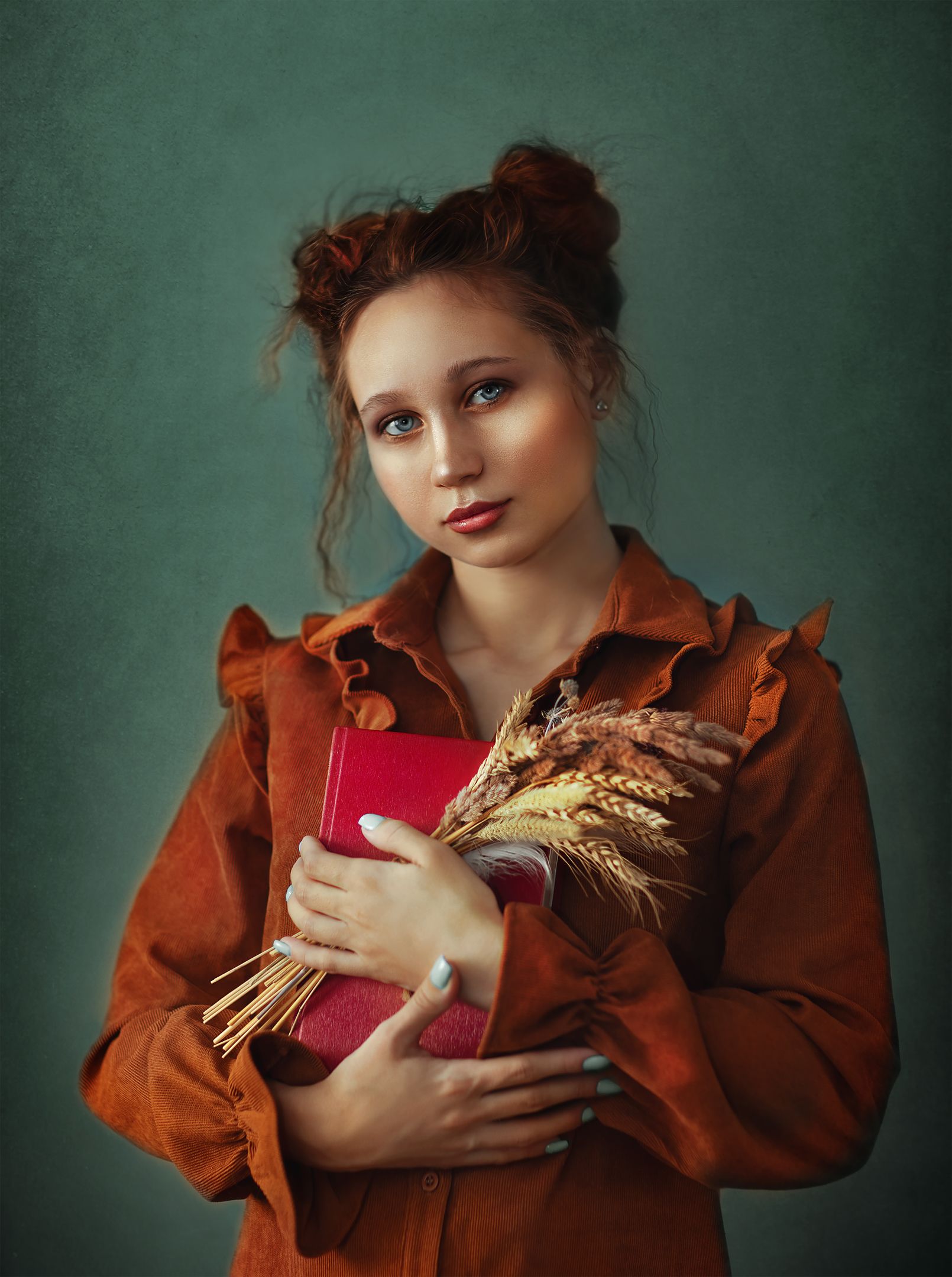 green, portrait, young, girl, Алина Аристова