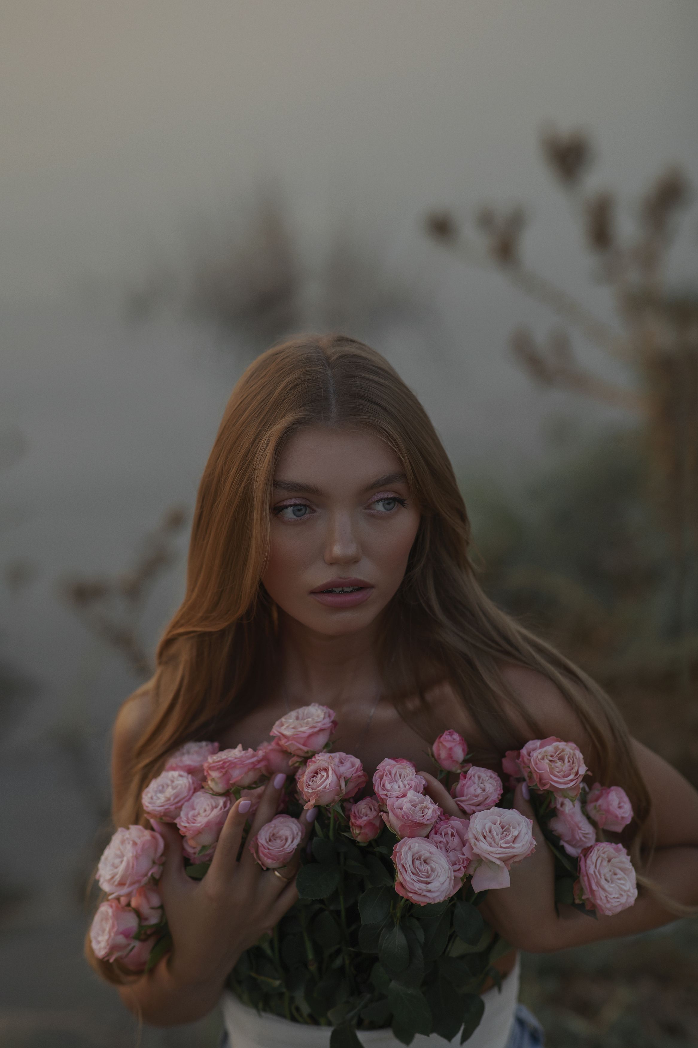девушка закат цветы, Асия Cелимова