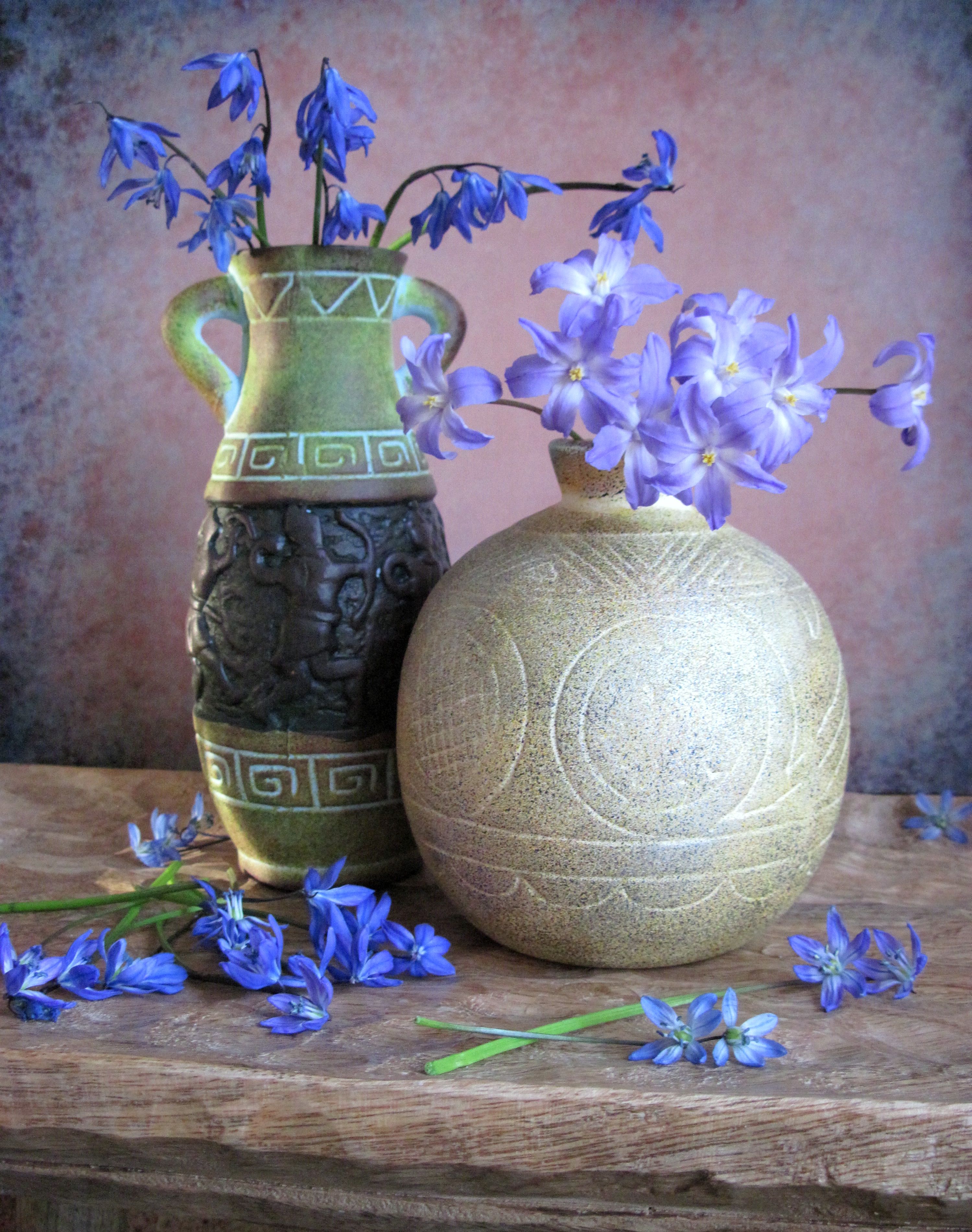 цветы, букет, пролески, хионодокса, вазы, керамика, Наталия Тихомирова
