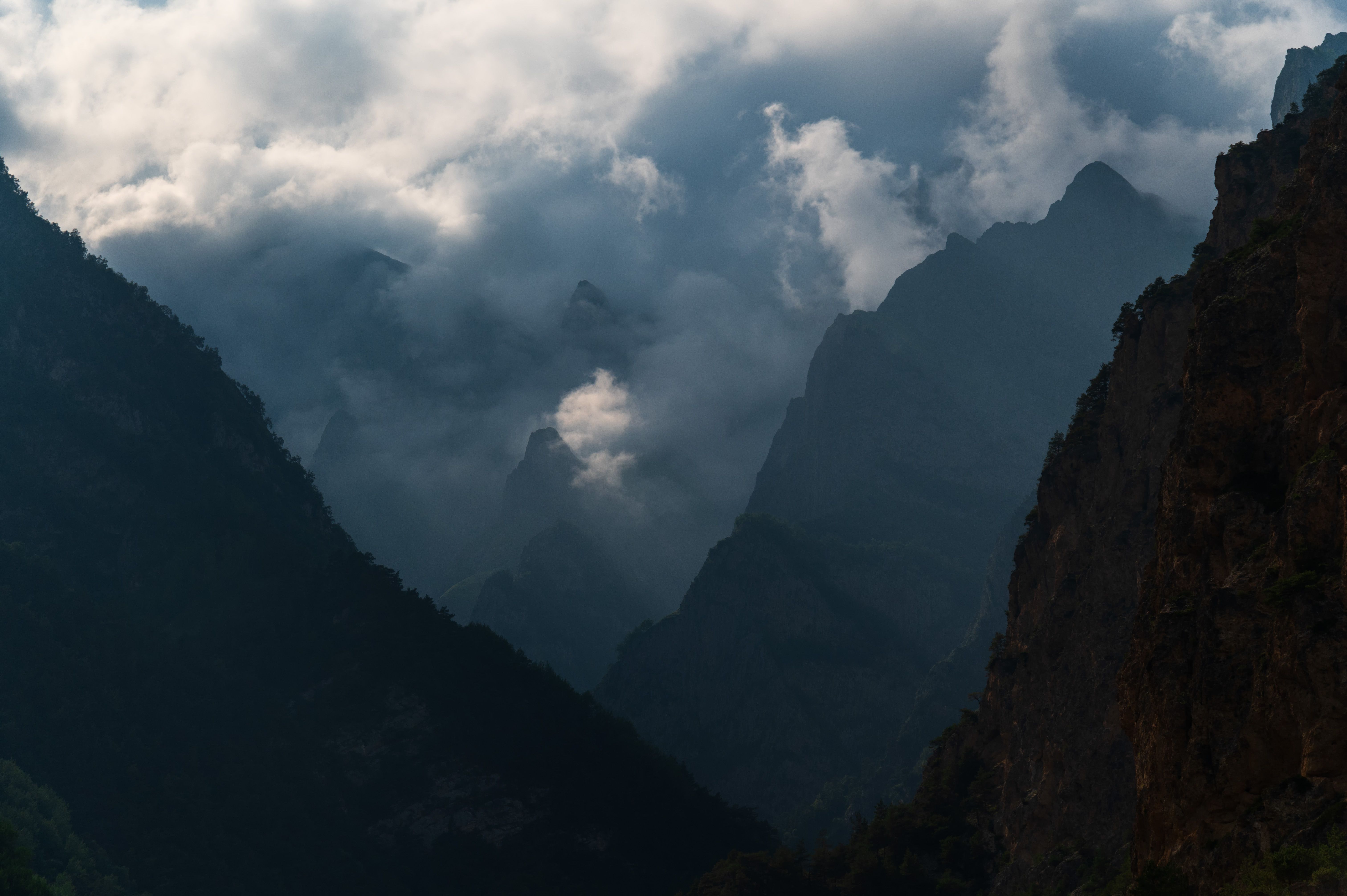 chegem, landscape, mountains, caucasus, kabardin, balkar, range, rock, valley, clouds, fog,, Бугримов Егор