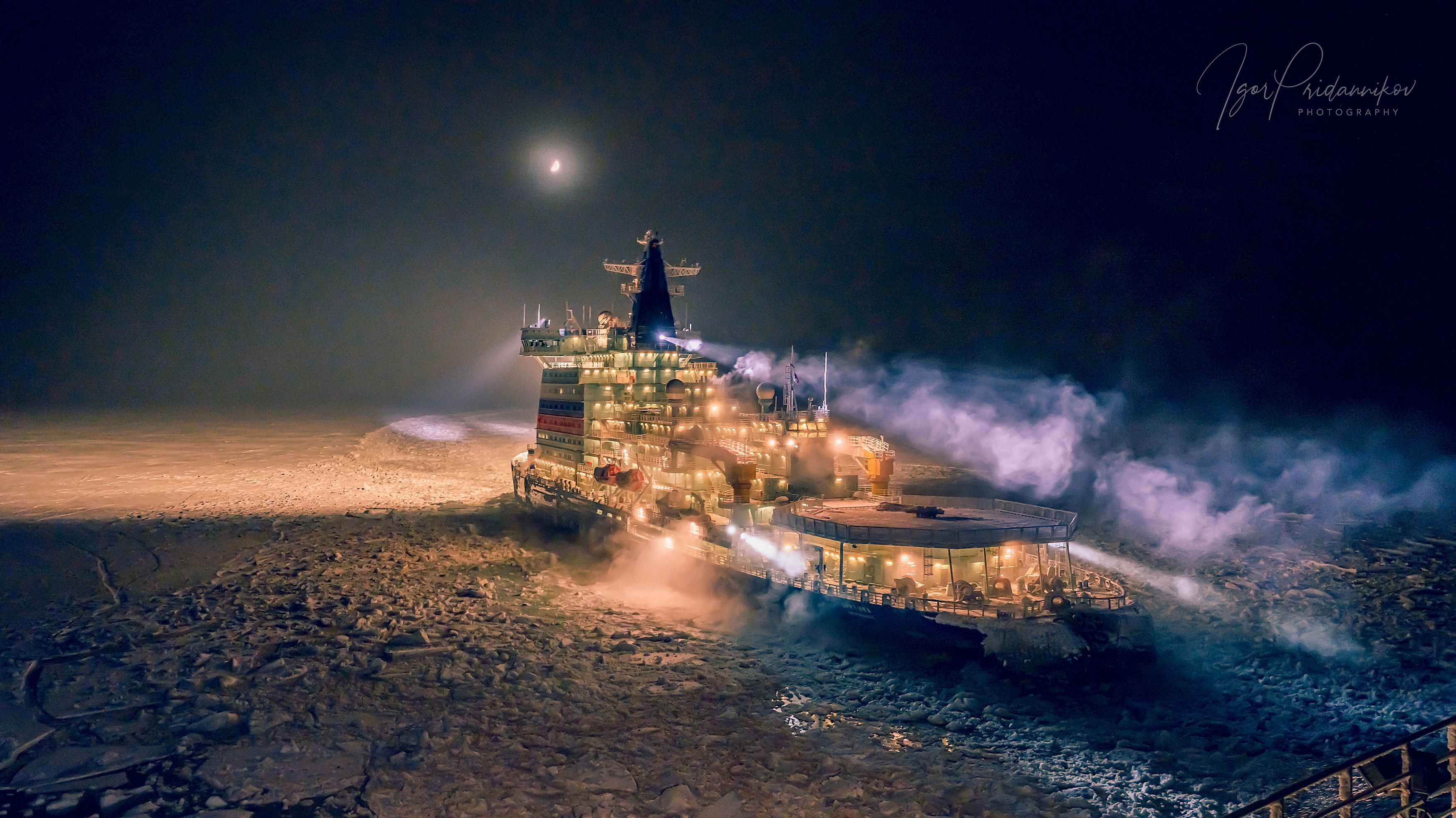 лёд, полярная ночь, арктика, Игорь Приданников
