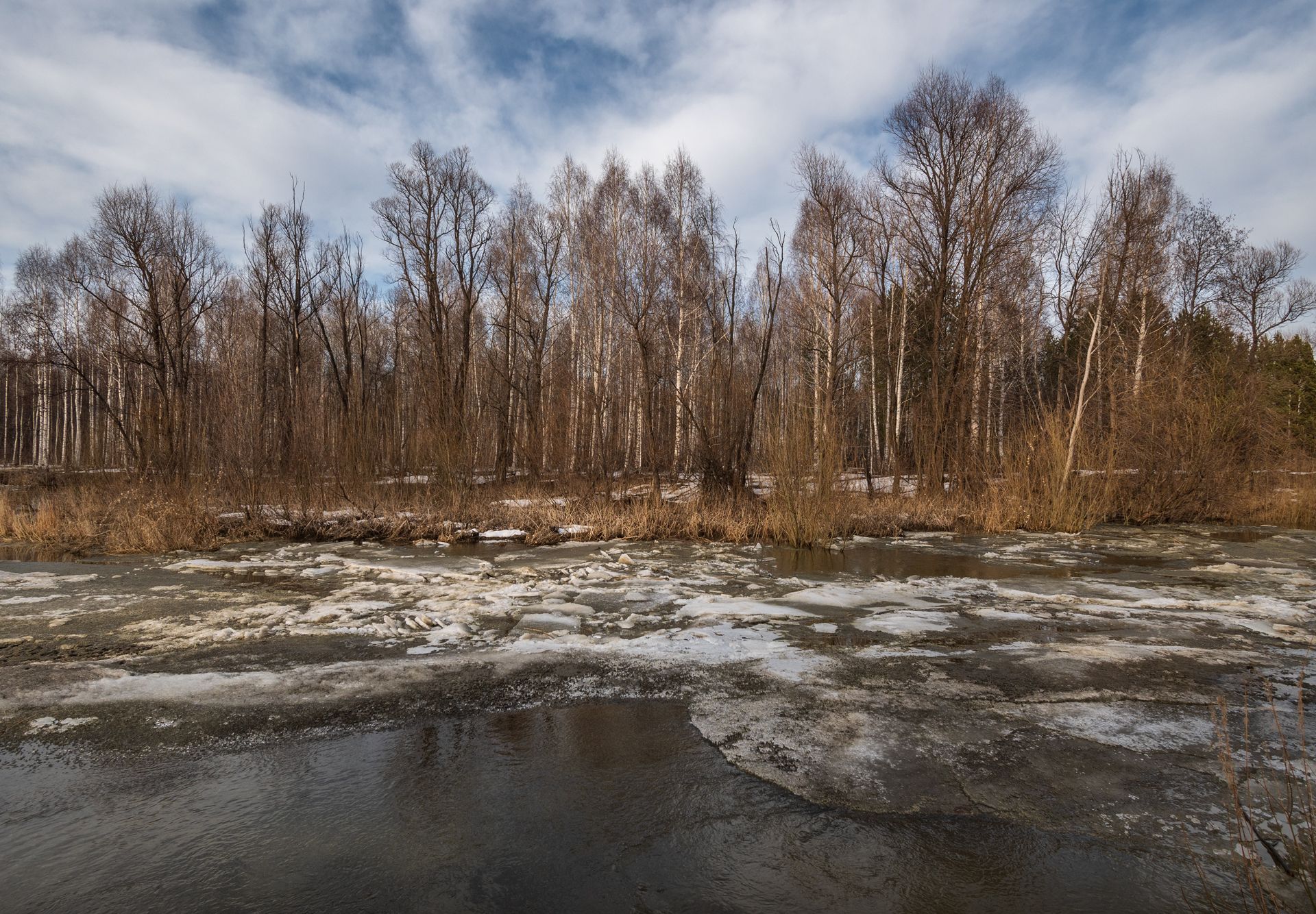пейзаж, весна, река, лед, Евгений Гецев