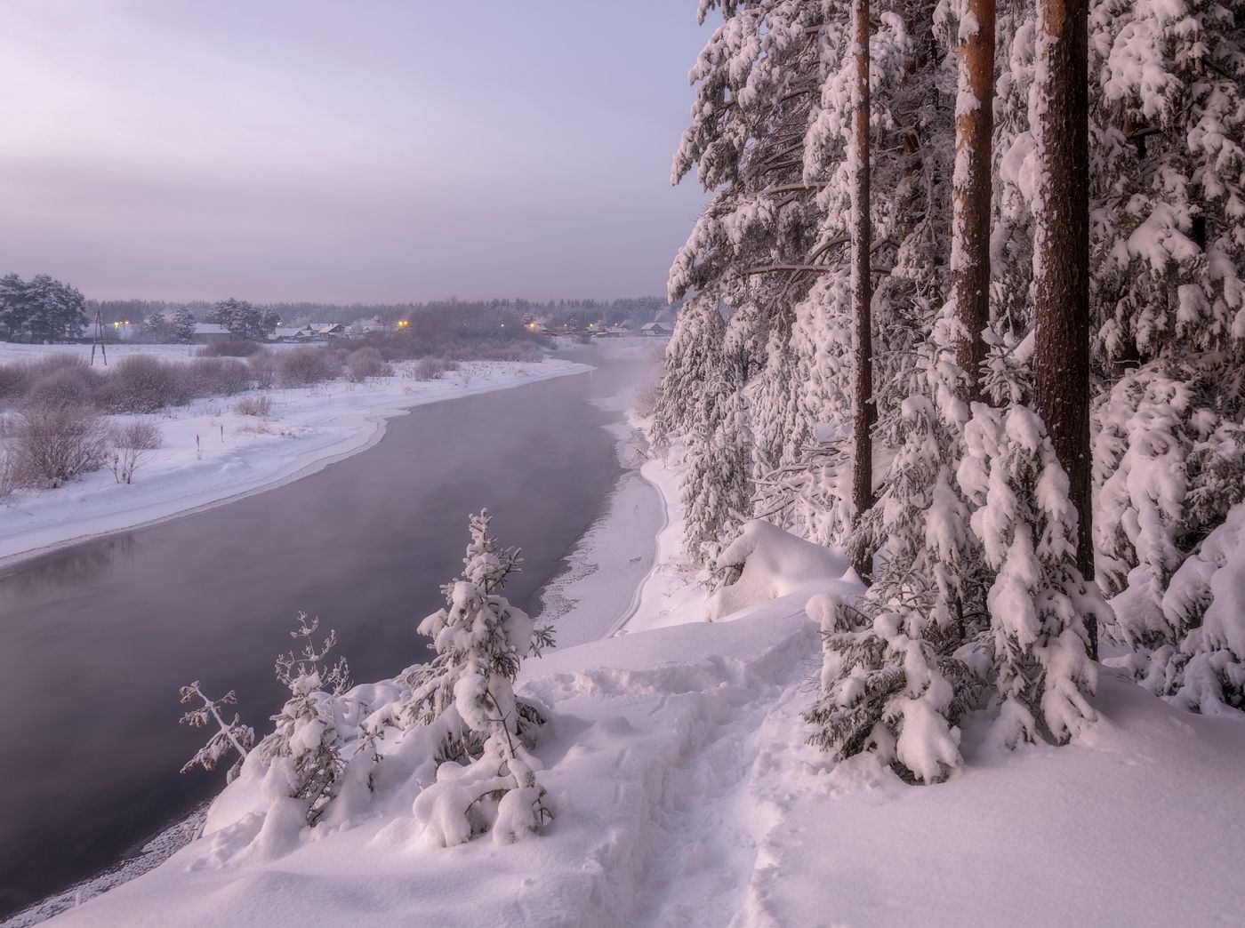 зима мороз сумерки река, Александр Архипкин