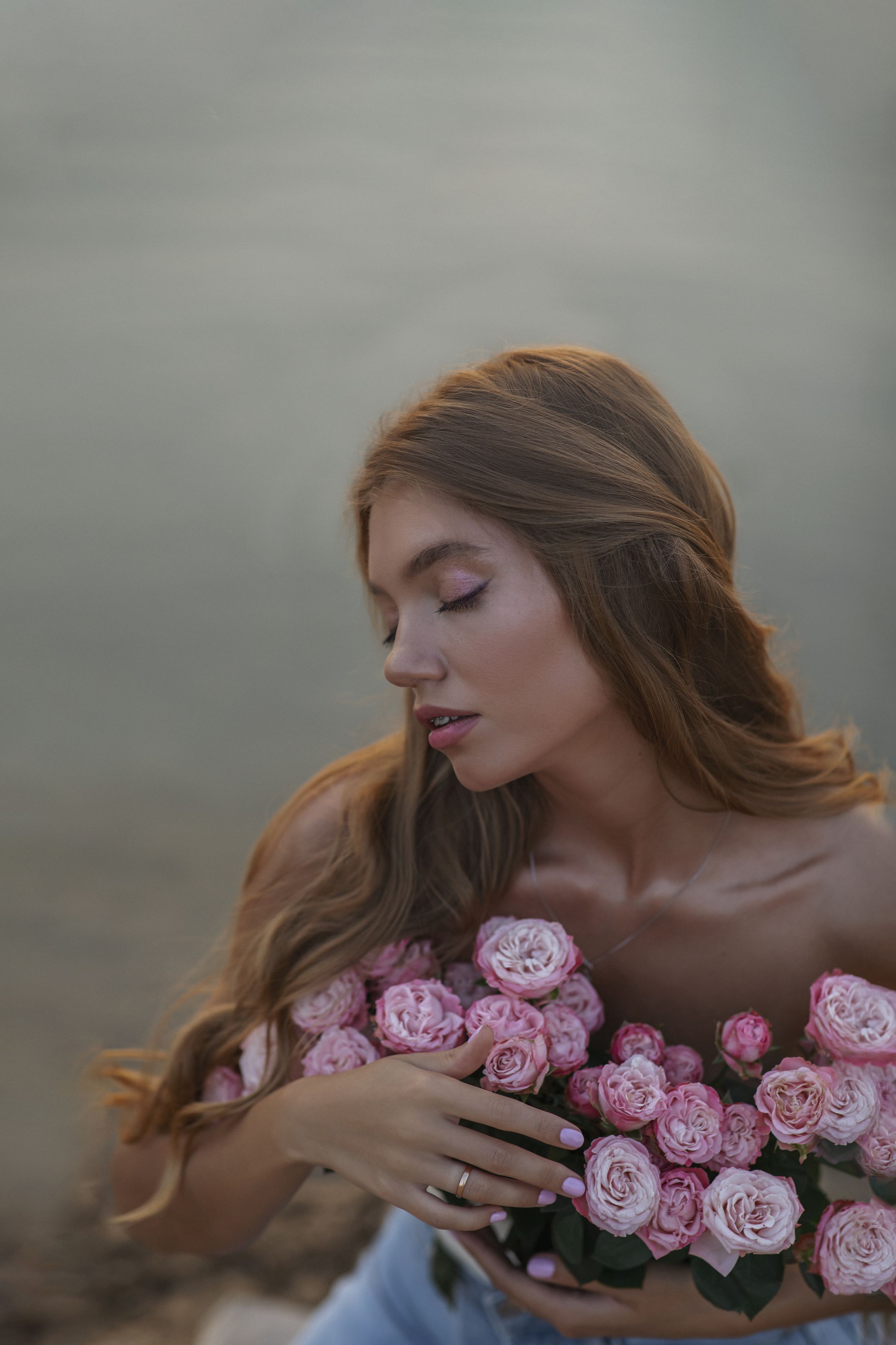 девушка цветы озеро гламур, Асия Cелимова