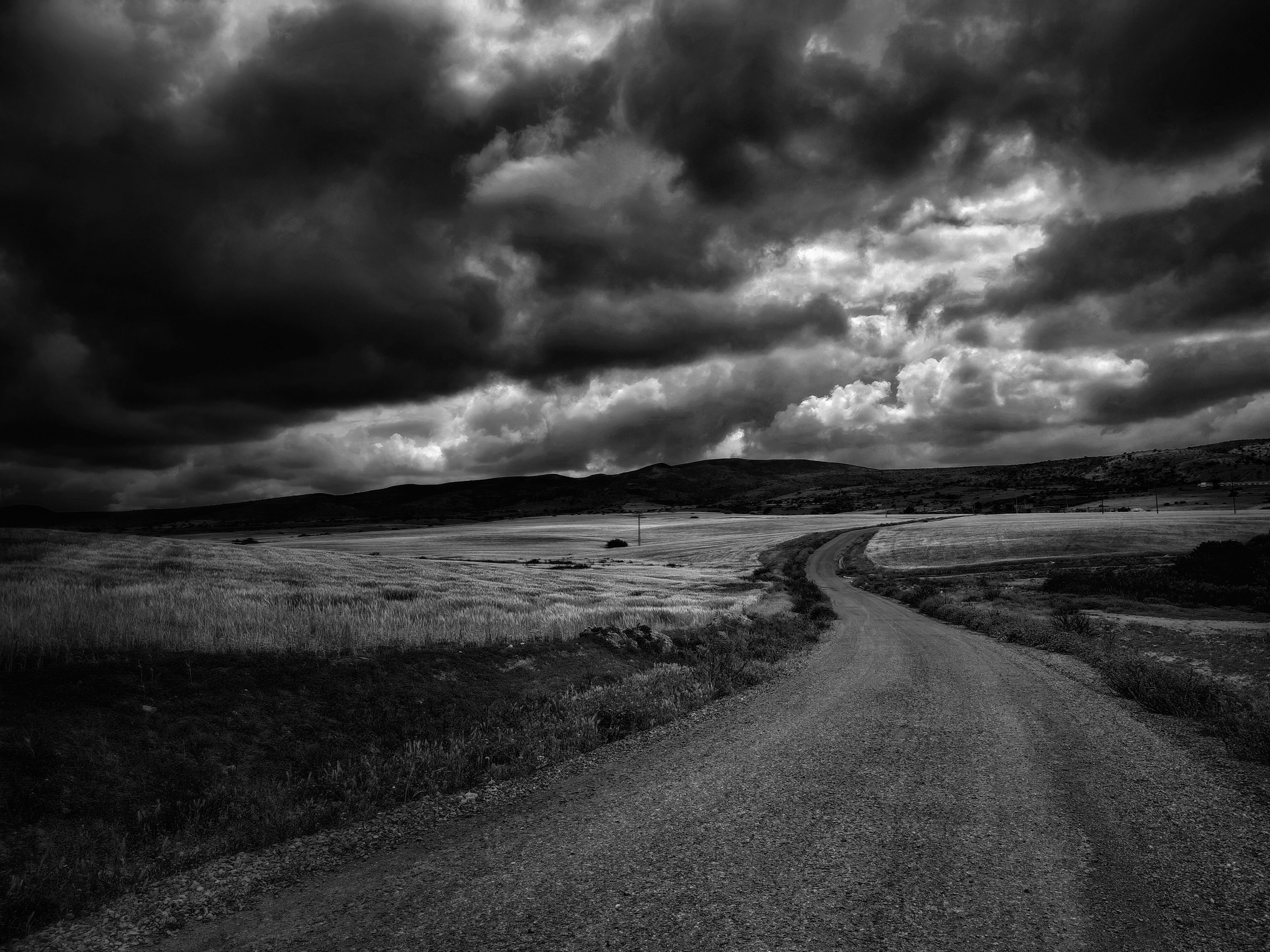 black and white, landascape, clouds, B. ILYES