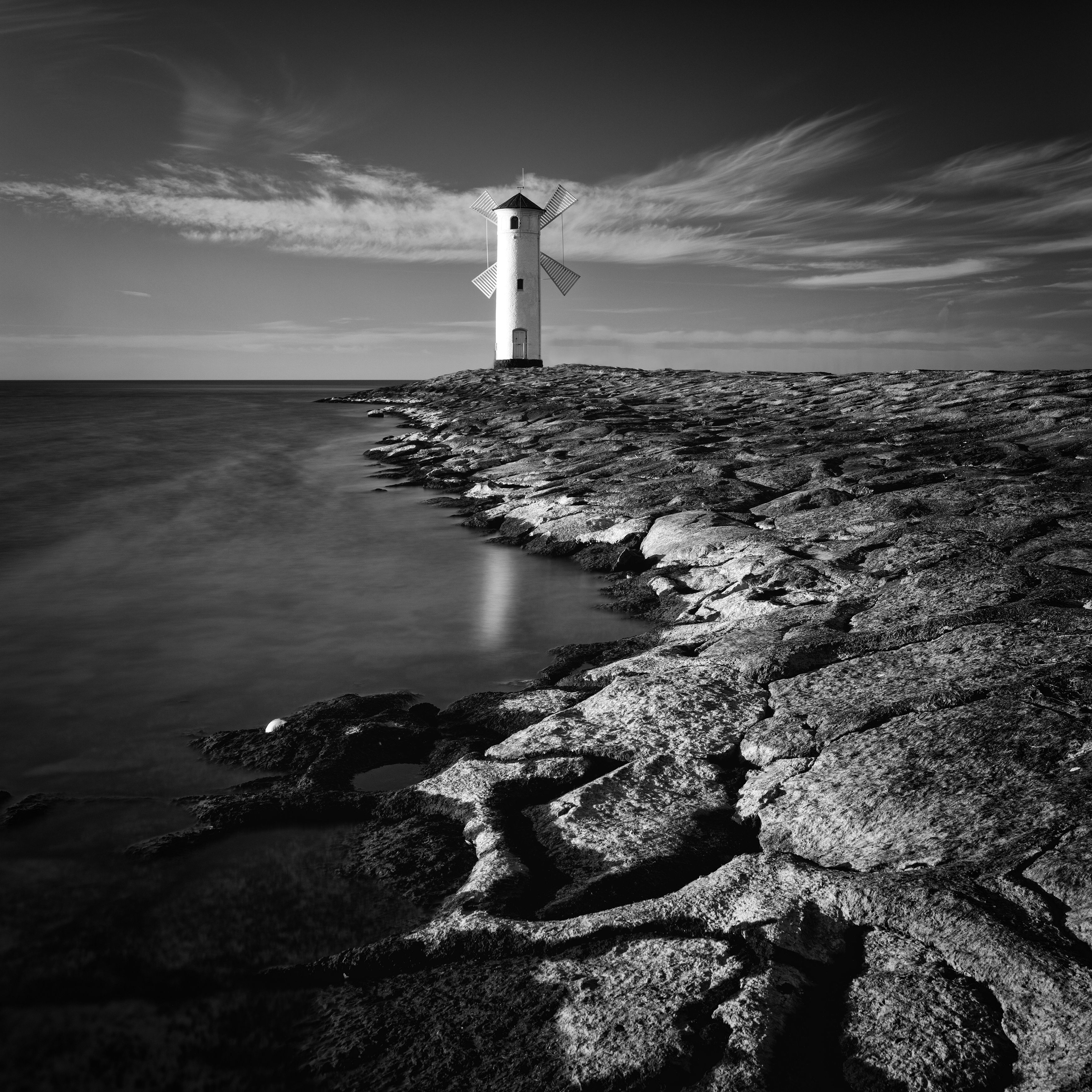 lighhouse, beach, rock, square, Milan Samochin