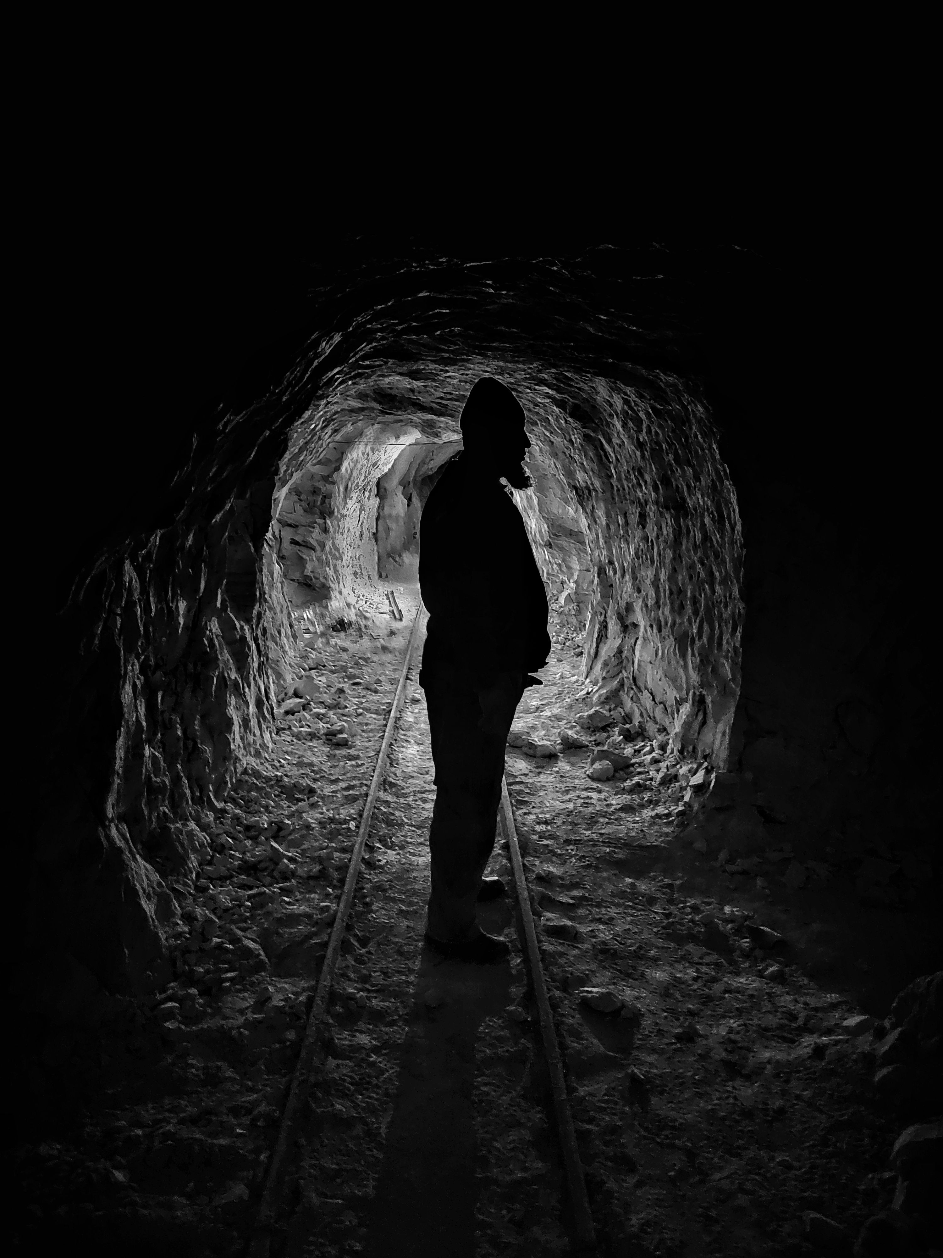 black and white, man, silhouette, cave, work, Benaissa Ilyes