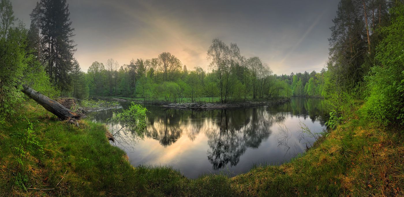 панорама, река, Линда, весна, омут, Нижегородская область, Александр Бархатов
