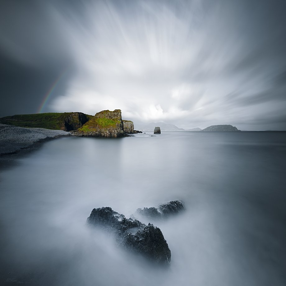 Atlantic Ocean, Co. Donegal, Ireland, Long exposure, Rain, Rainbow, Rocks, Stones, Marius Kastečkas