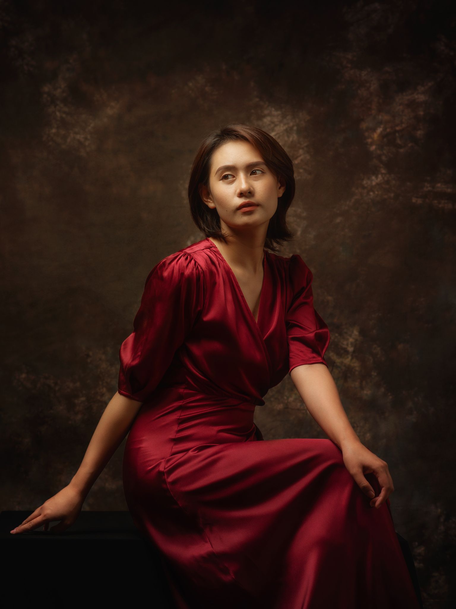 asian, vietnam, vietnamese, portrait, face, red, young, women, female, studio, dress, Nguyen Hoang Viet