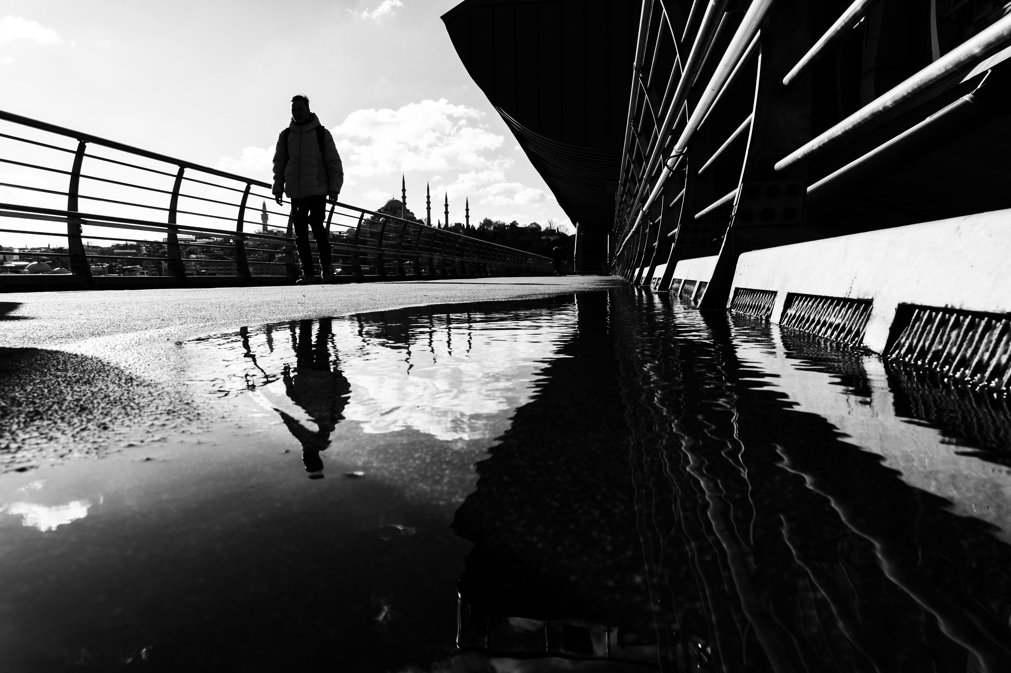 blackandwhite, street, bridge, Gul Yildiz