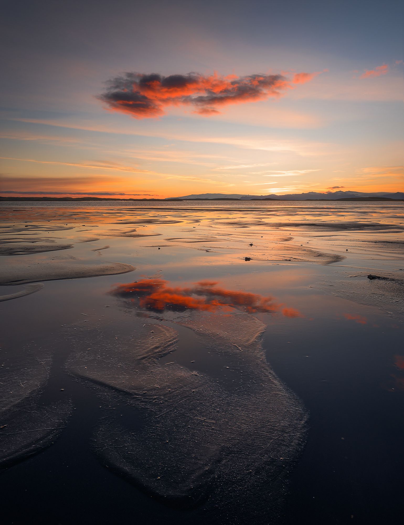 landscape sunset cloud reflection lagoon iceland, Stefano Balma