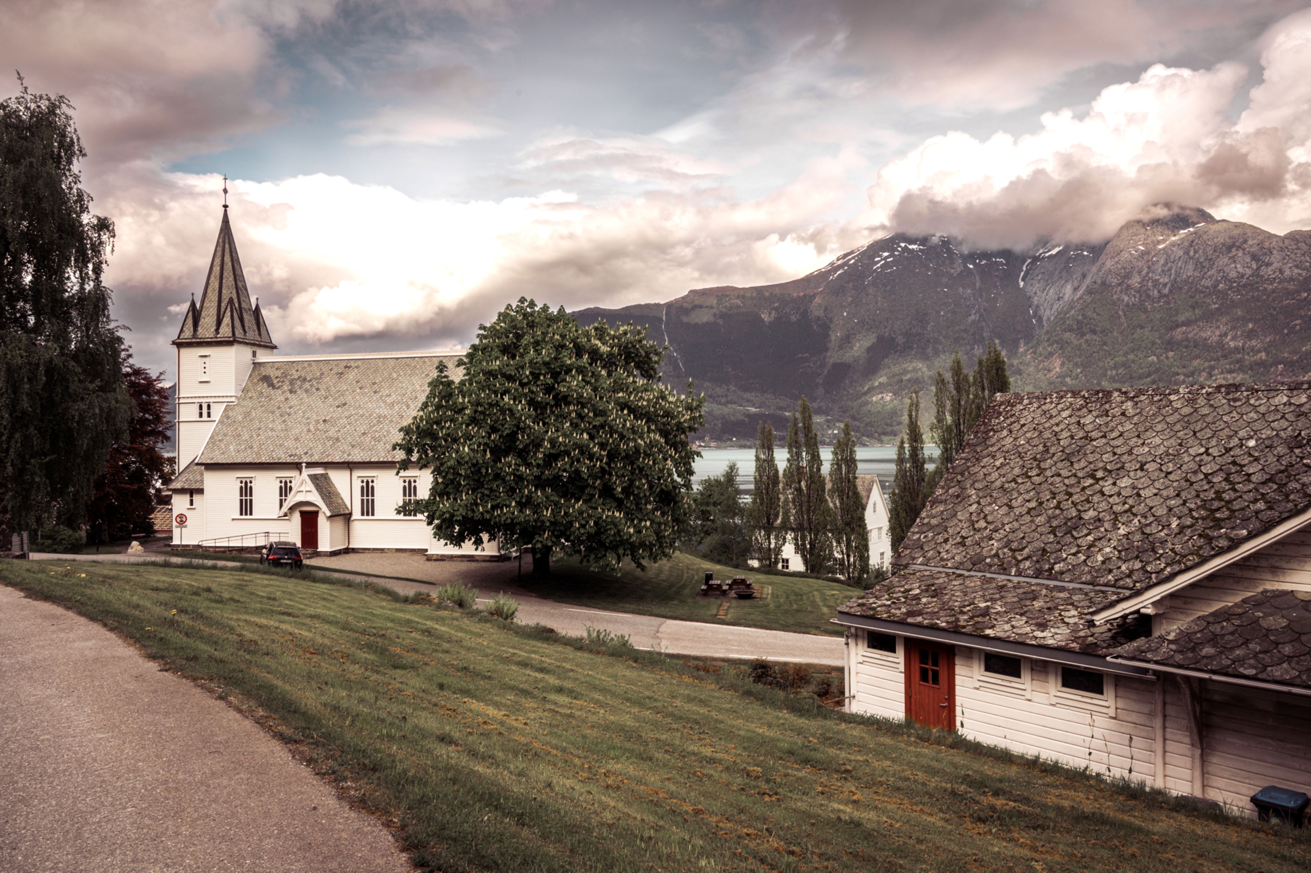 norway, горы, церковь, архитектура, старинные, дома, Ольга Кудина