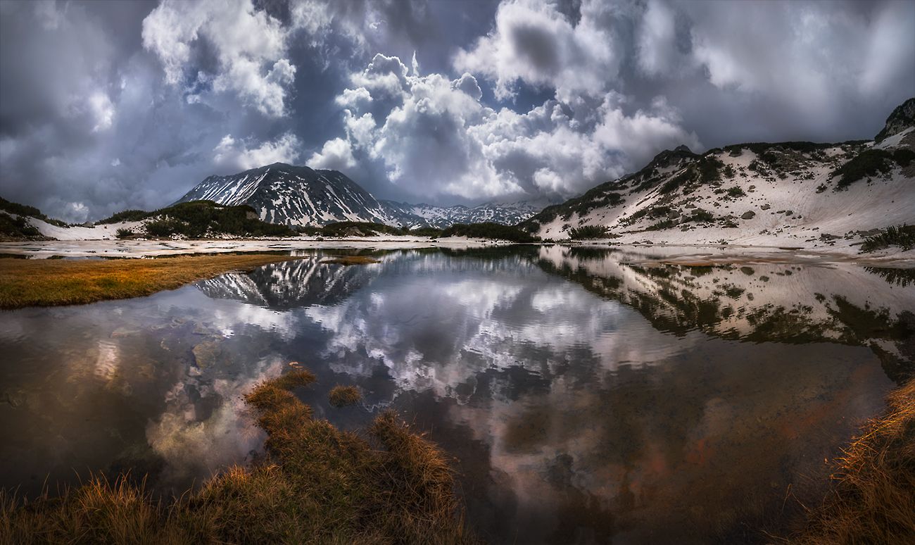 landscape, nature, scenery, peak, lake, snow, ice, lake, reflection, clouds, mountain, bulgaria, пейзаж, озеро, горы, Александър Александров