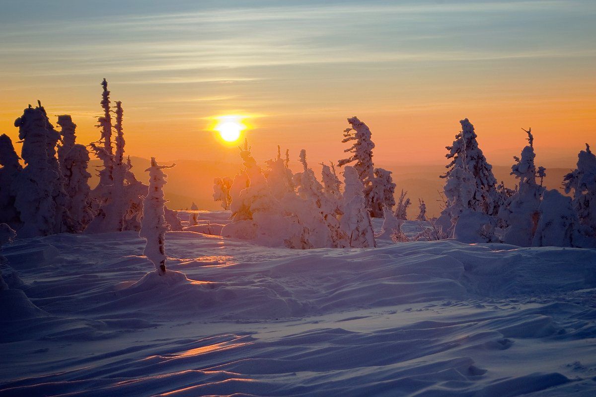 холод, мороз, зима, вечер, снег, шерегеш, гора зелёная, горная шория, Валерий Пешков
