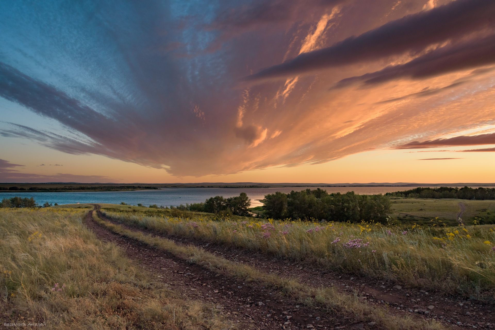 лето, вечер, закат, небо, облака, оренбургская область, Vasilyev Andrey