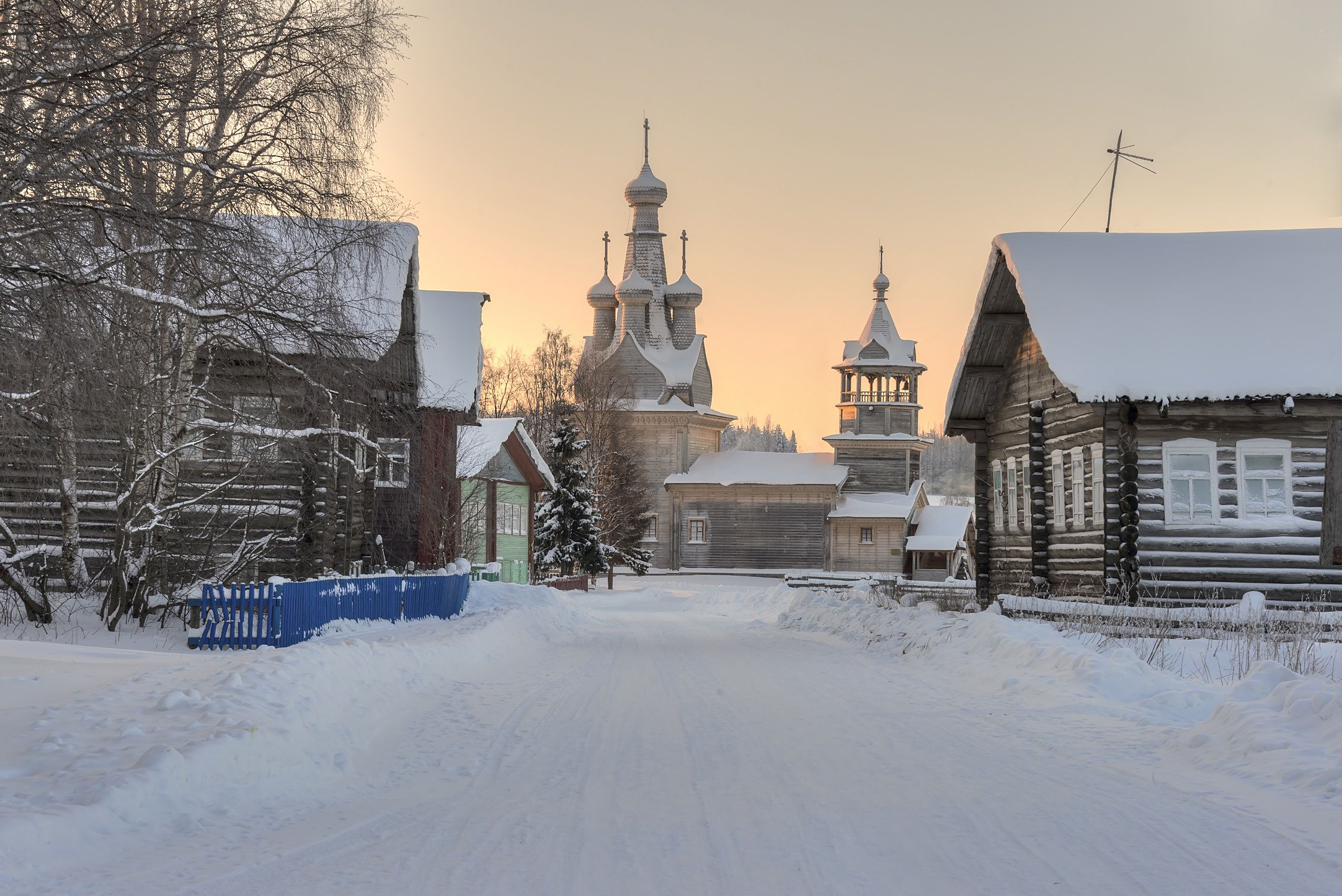 Зима, деревня , утро, церковь, улица, Гармашов Сергей