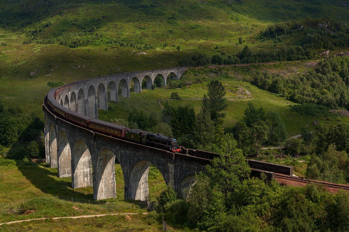 glenfinnan viaduct, jacobite steam train, landscape, scotland, шотландия, Alex Darkside
