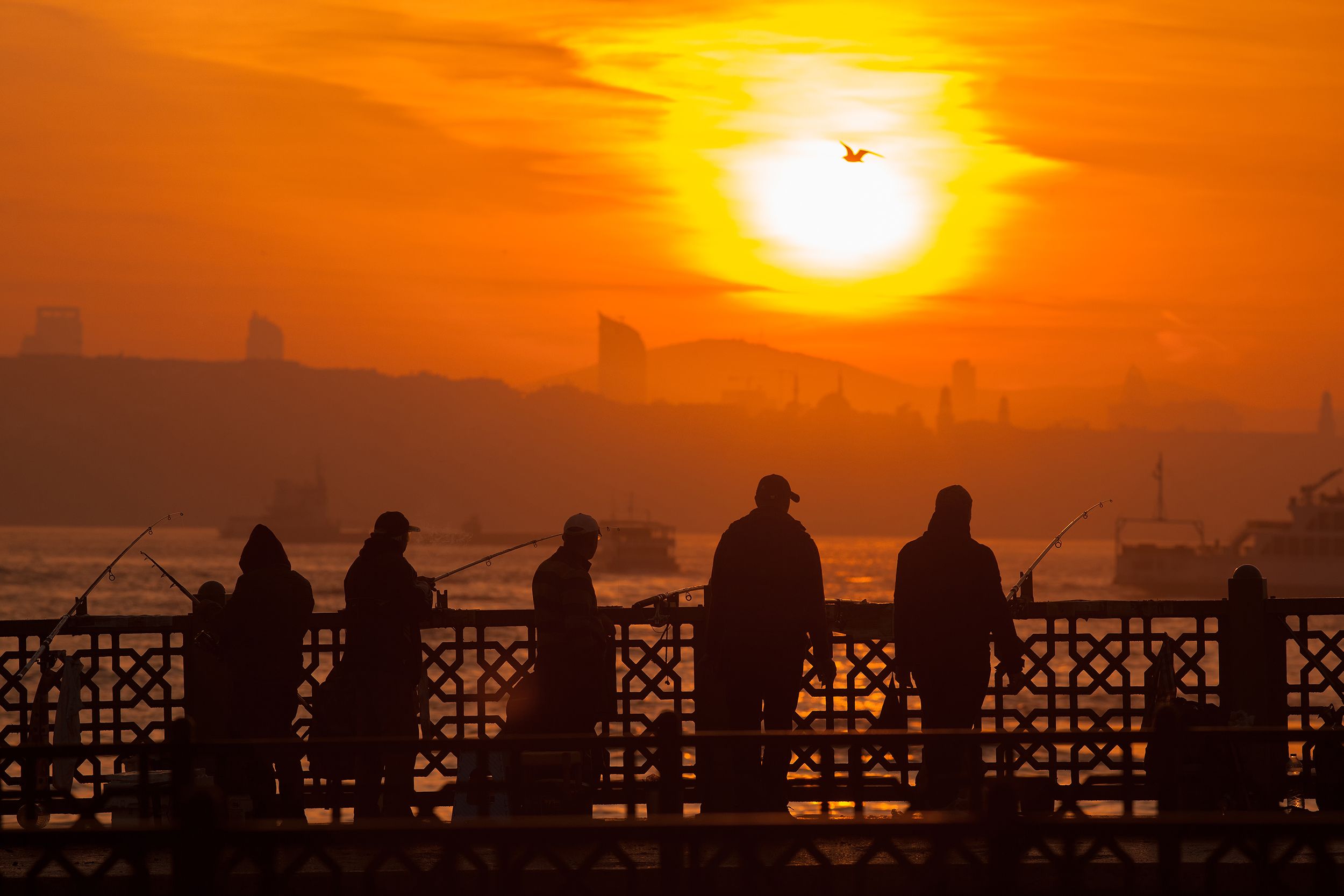 turkey, istanbul, galata bridge, dawn, fishermen, Gennadiy Udovichenko