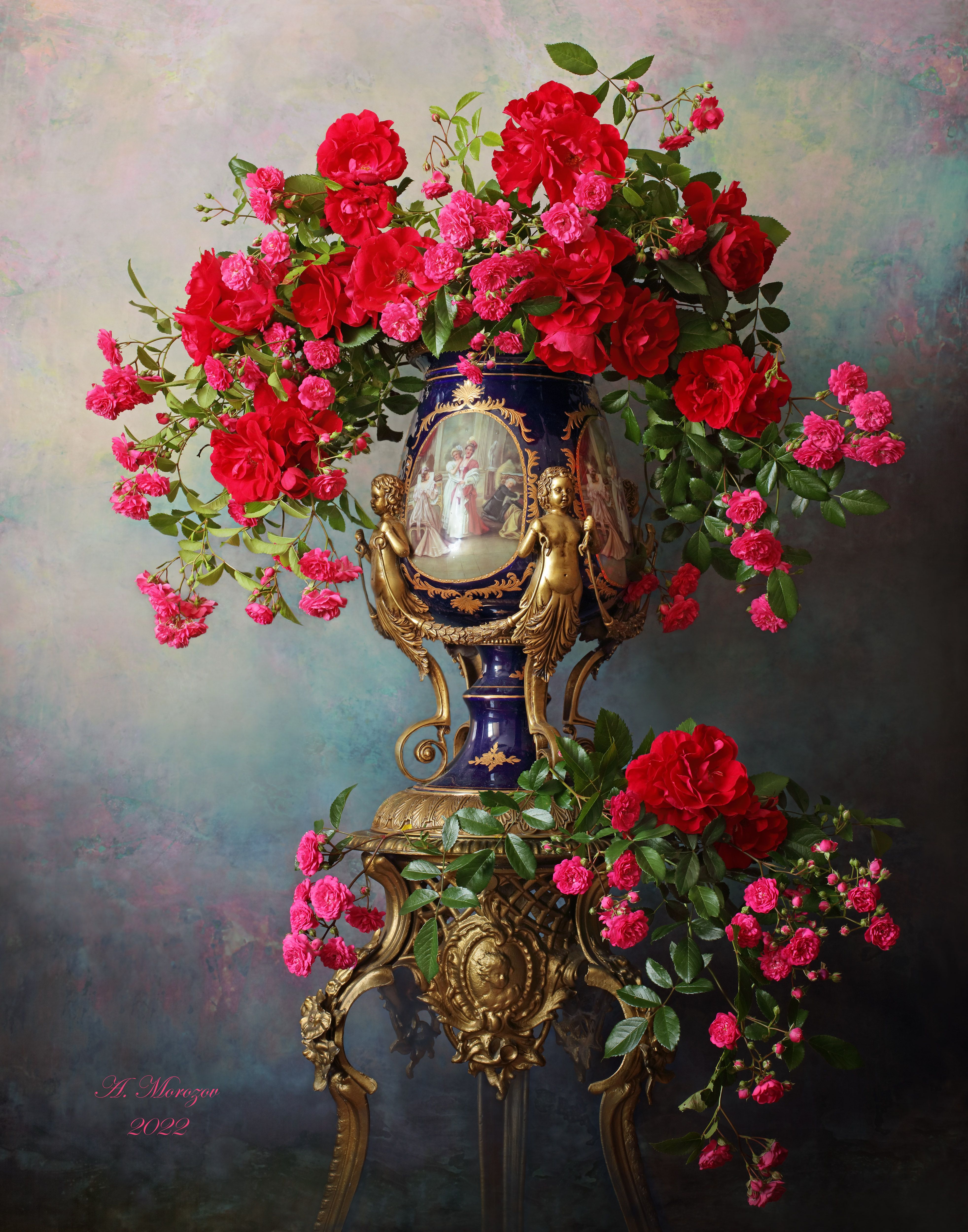 цветы, розы, букет, ваза, Андрей Морозов