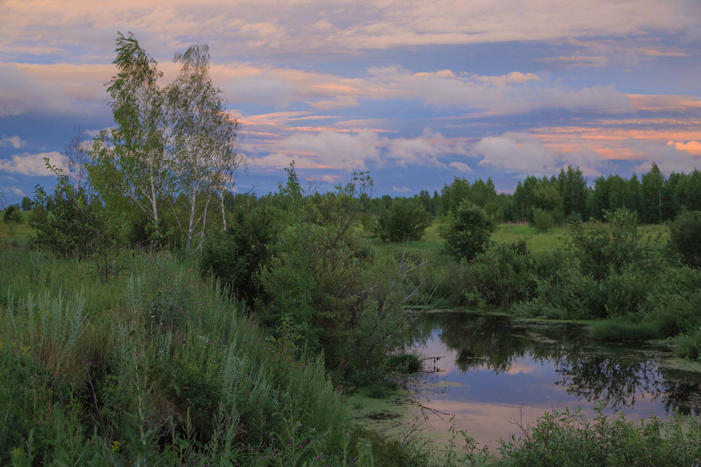 закат, пейзаж, вечер, река, простор, Юрий Морозов