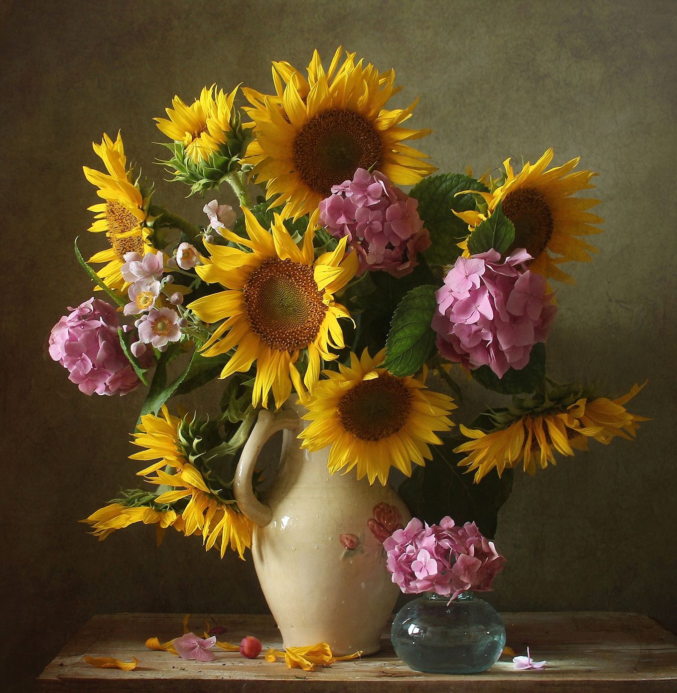 натюрморт, цветы, подсолнухи, лето, марина филатова, букет цветов, Марина Филатова
