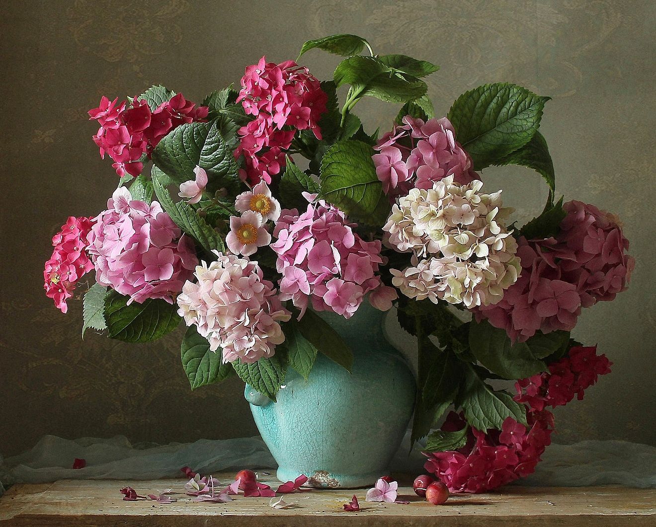 натюрморт, цветы, гортензии, лето, марина филатова, букет с цветами, Марина Филатова