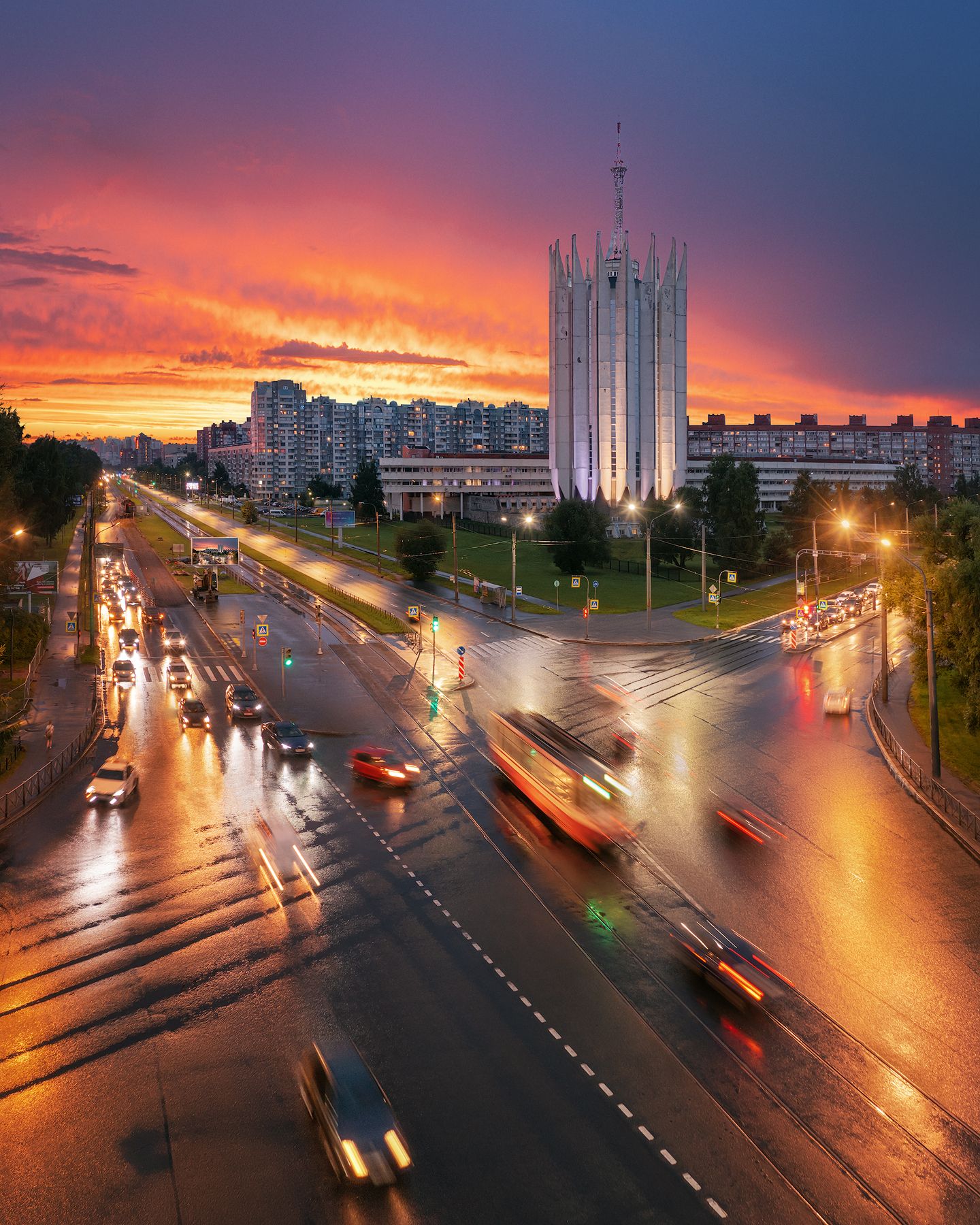 закат, городской пейзаж, аэросъемка, Михаил Проскалов