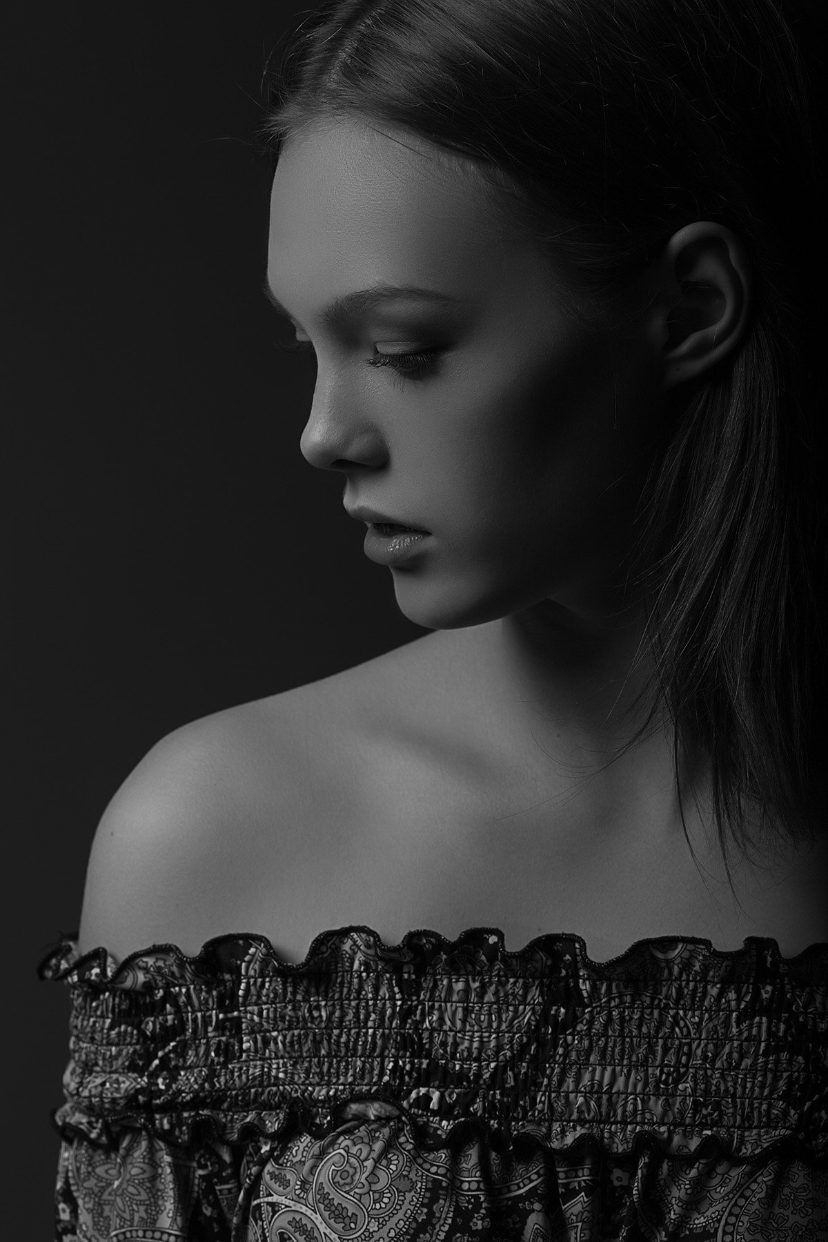 Black and white, Girl, Portrait, Адиль Исаев
