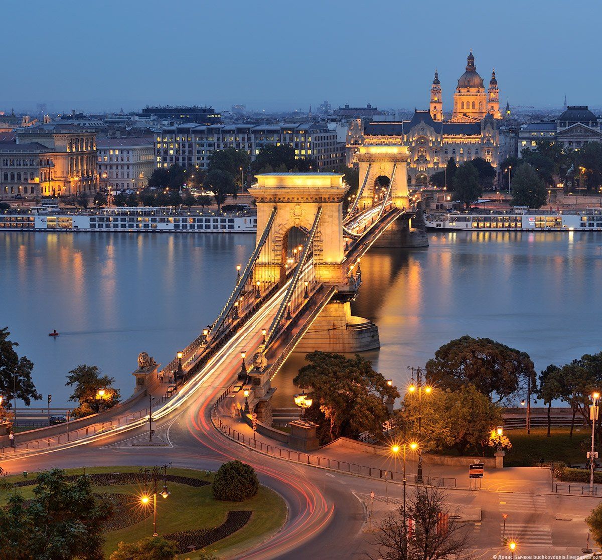 Будапешт, Венгрия, Вечер, Европа, Цепной мост, Бычков Денис