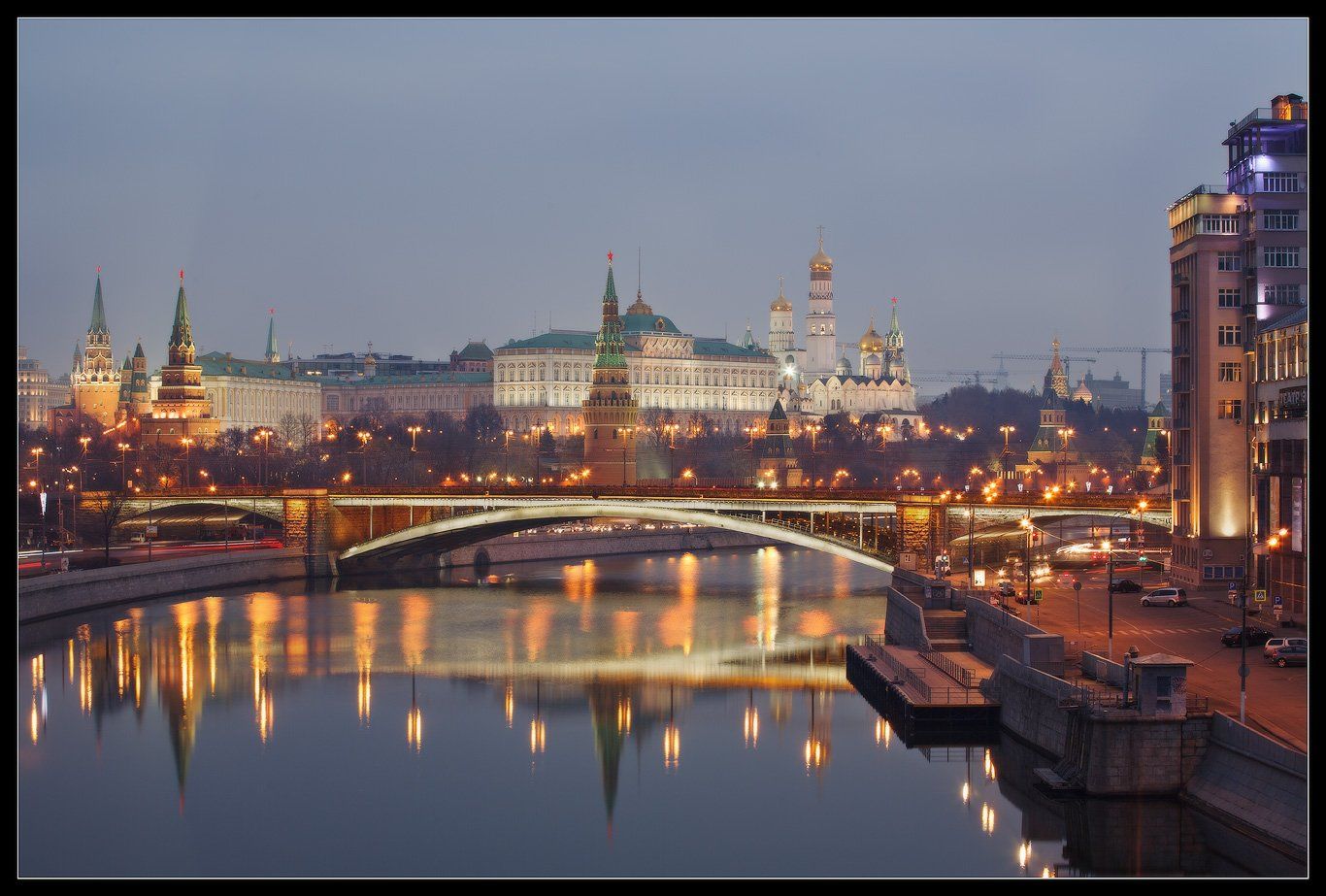 Кремль, Москва, Мост, Осень, Патриарший, Рассвет, Река, Илья Штром