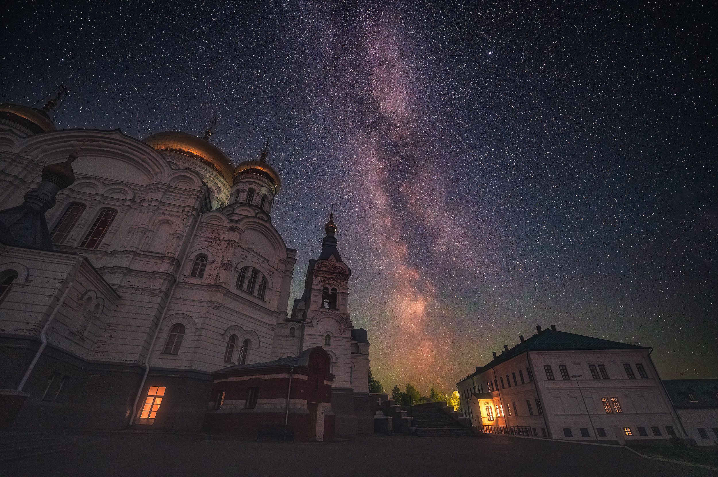 пермский край, ночь, белая гора, россия, урал, пейзаж, звезды, млечный путь, астрофото, белогорский монастырь, Кирилл Кузнецов