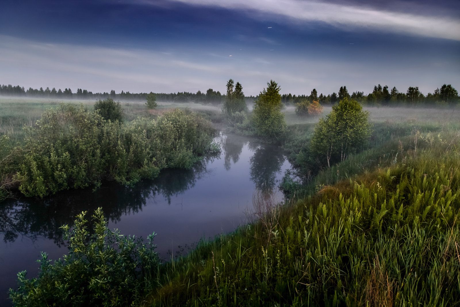 лето, июнь, вечер, туман, пейзаж, река, Юрий Морозов