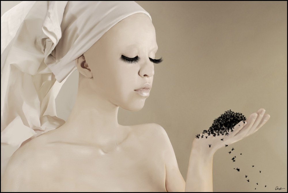 мухи, девушка, инопланетянка, белое, Valerie Osipovsky